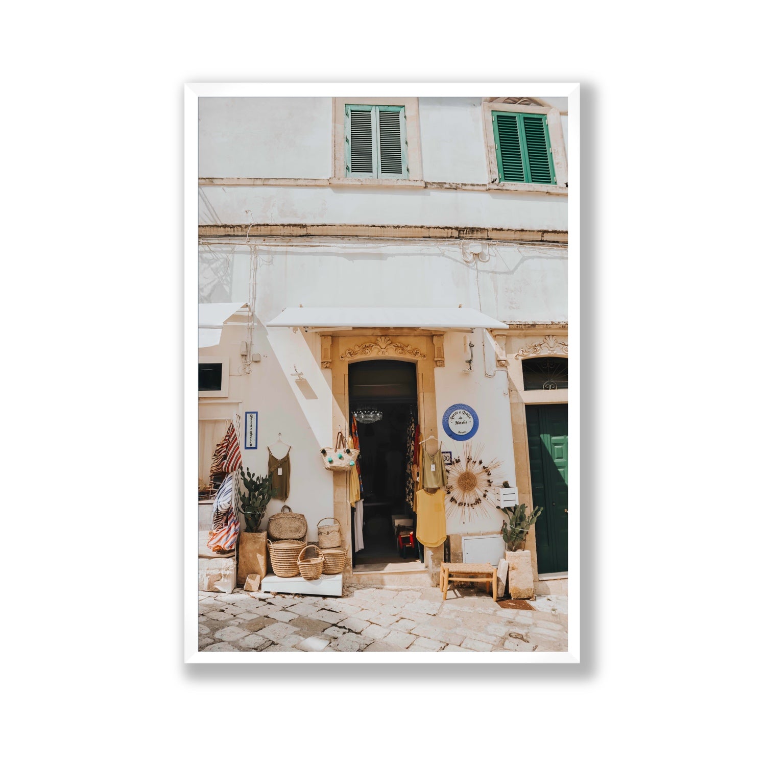 Artisan Ambience Puglia Italian wall art Gallery full-bleed fine art print in white frame