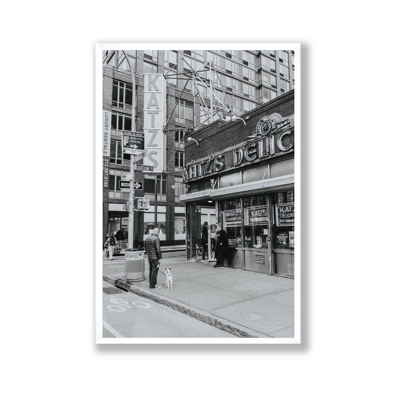 Graphite Gotham New York NYC Black & White wall art Gallery full-bleed fine art print in white frame