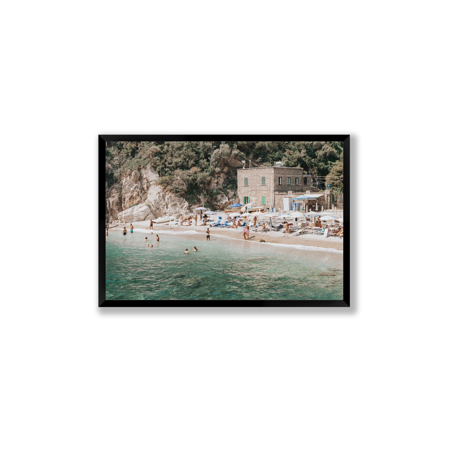 Secluded Sanctuary Nerano Italian Mediterranean decor wall art Large full-bleed fine art print in black frame