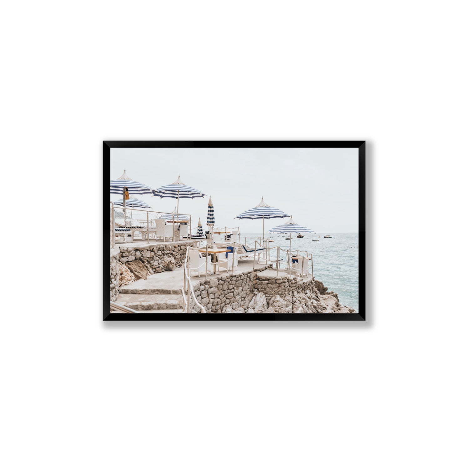 Ombrelloni fine art print, Positano, Italy, Large, Black Frame · Full Bleed, Fine Art Print