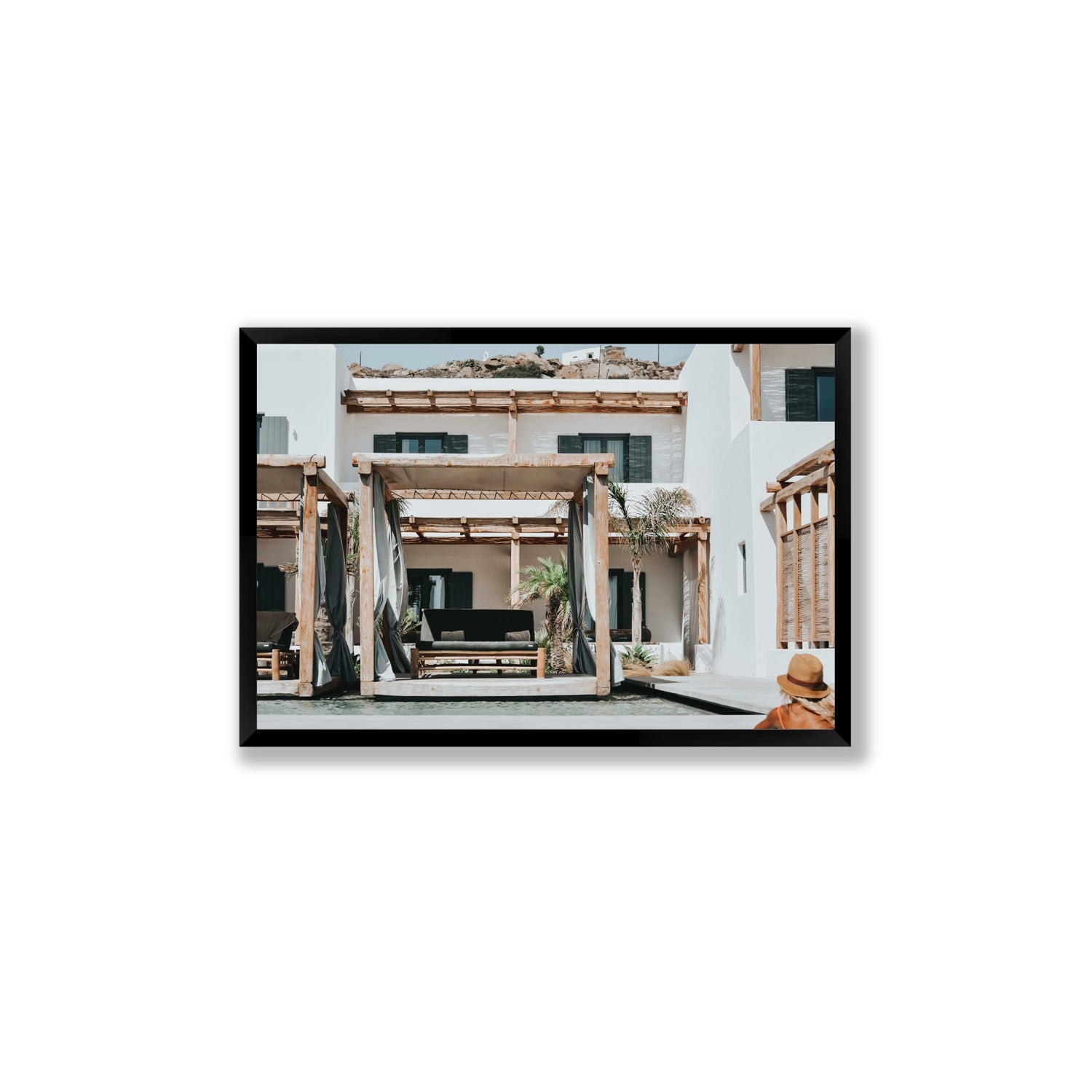 Dream Villa fine art print, Mykonos, Greece, Large, Black Frame · Full Bleed, Fine Art Print