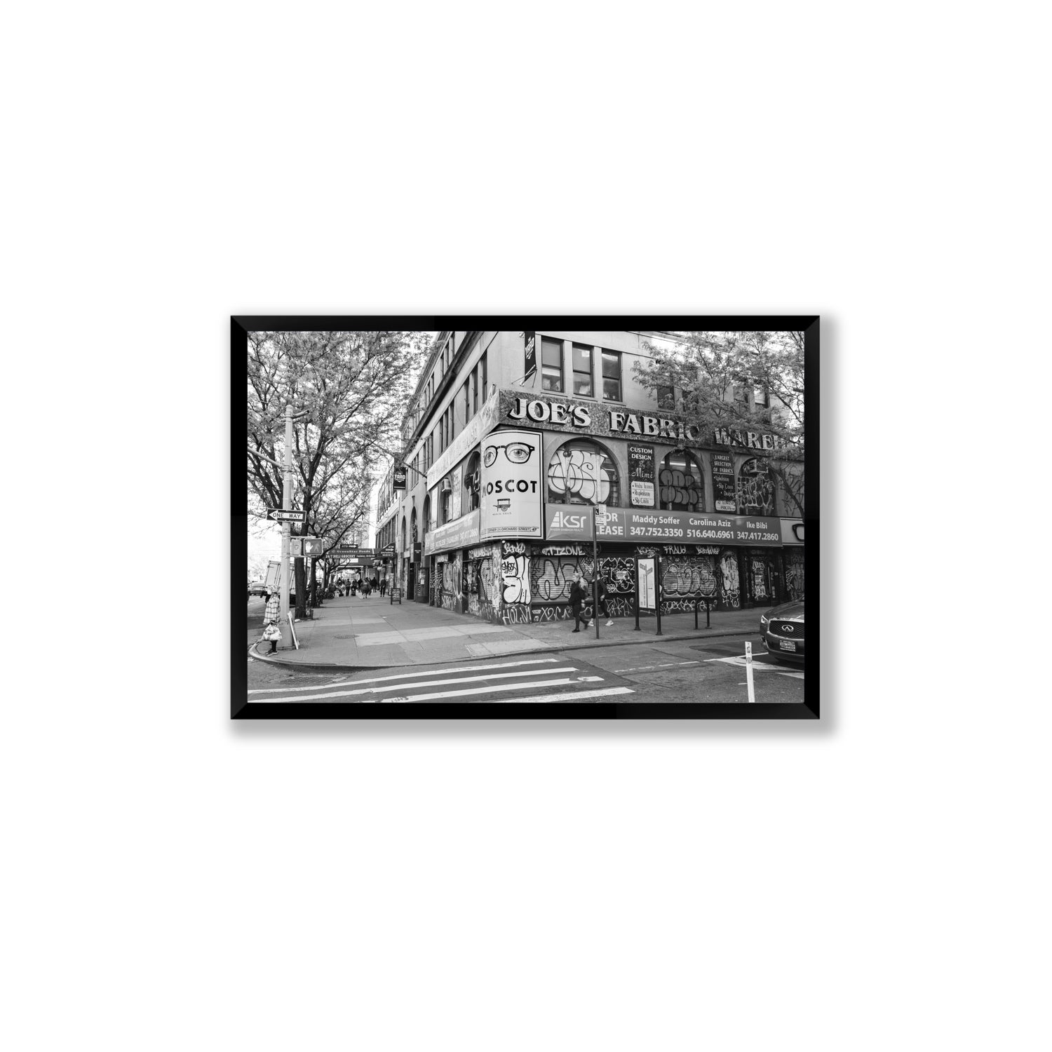 Wall Poetry New York NYC Black & White wall art Large full-bleed fine art print in black frame