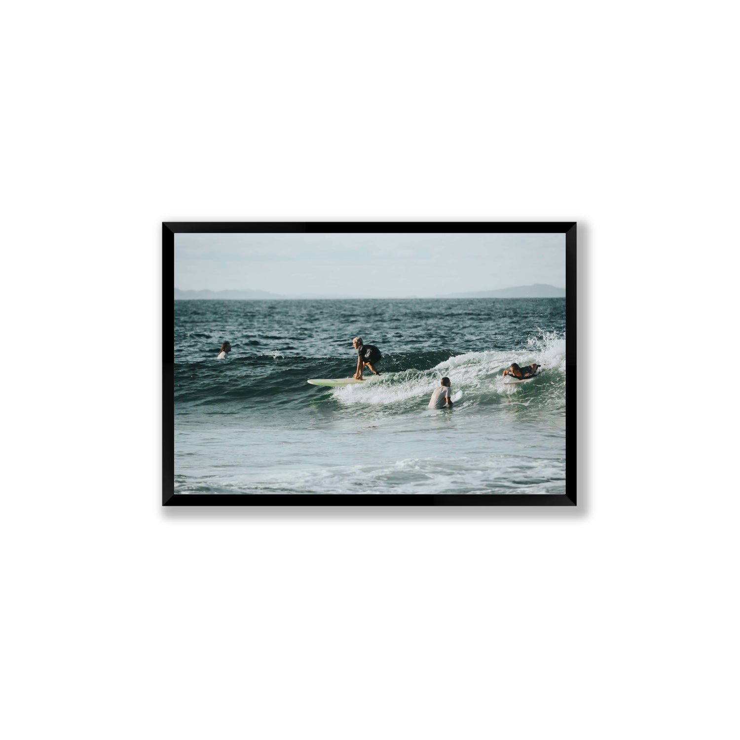 The Boys of Summer Byron Bay Surf coastal wall art Large full-bleed fine art print in black frame