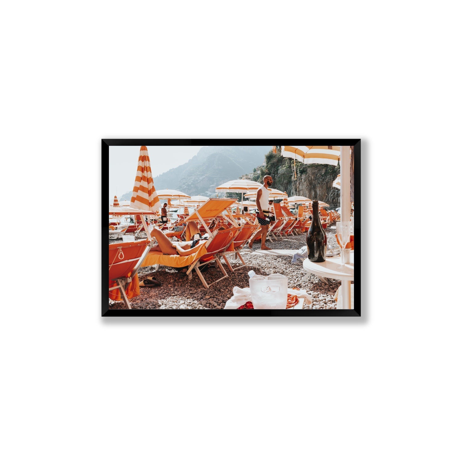 Zesty Shade Positano wall art Large full-bleed fine art print in black frame