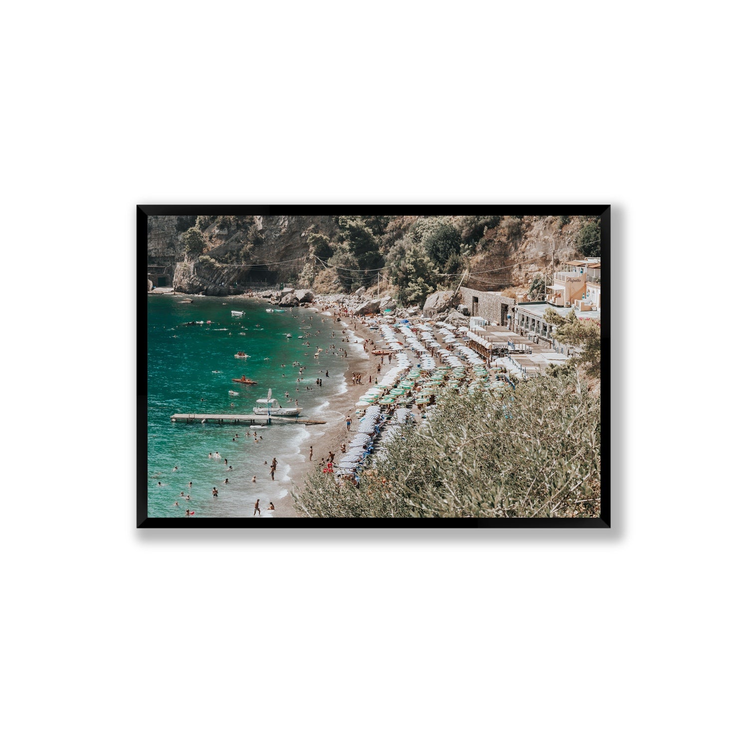 Fornillo Beach fine art print, Positano, Italy, Extra Large, Black Frame · Full Bleed, Fine Art Print