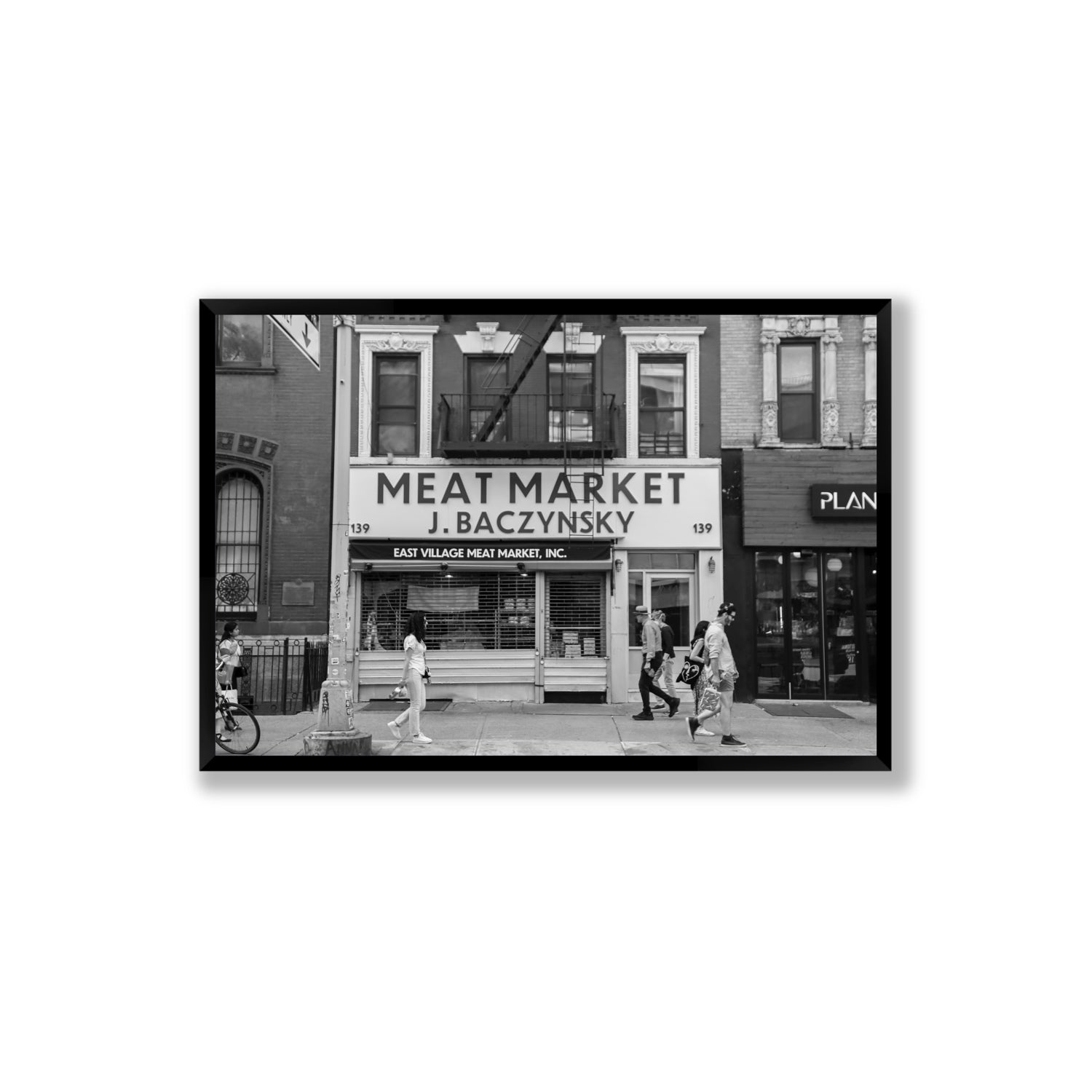 Meat District New York NYC Black & White wall art Extra Large full-bleed fine art print in black frame
