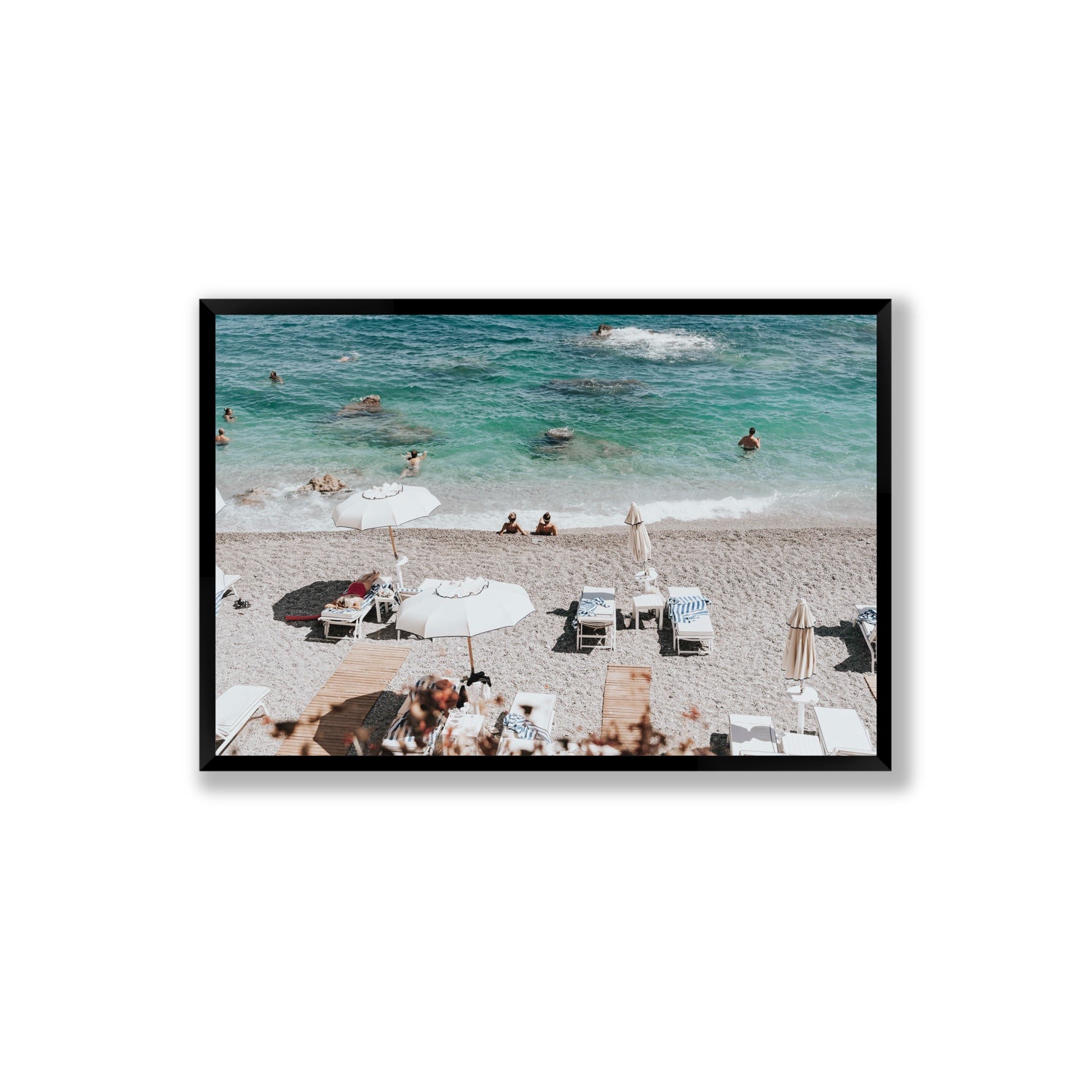 Amicizia Amalfi Italian beach wall art Extra Large full-bleed fine art print in black frame