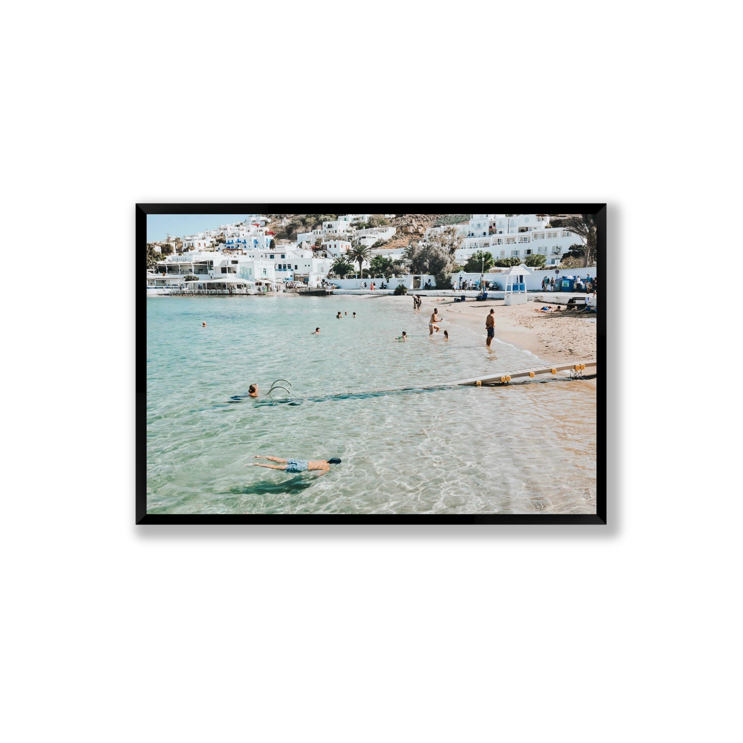 Bathe Yourself In Beauty Mykonos Greek island wall art Extra Large full-bleed fine art print in black frame
