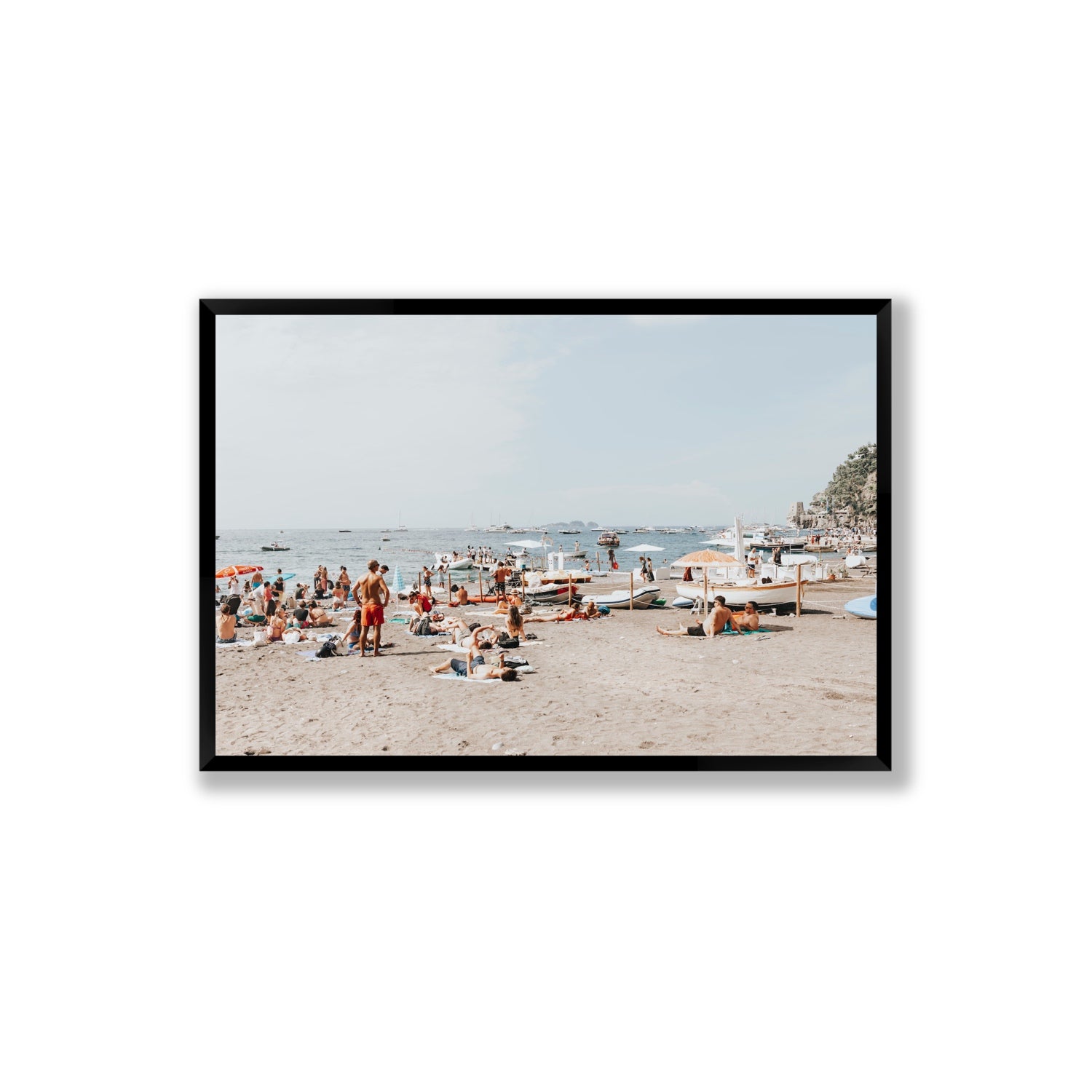 Beachy Vibes fine art print, Positano, Italy, Extra Large, Black Frame · Full Bleed, Fine Art Print