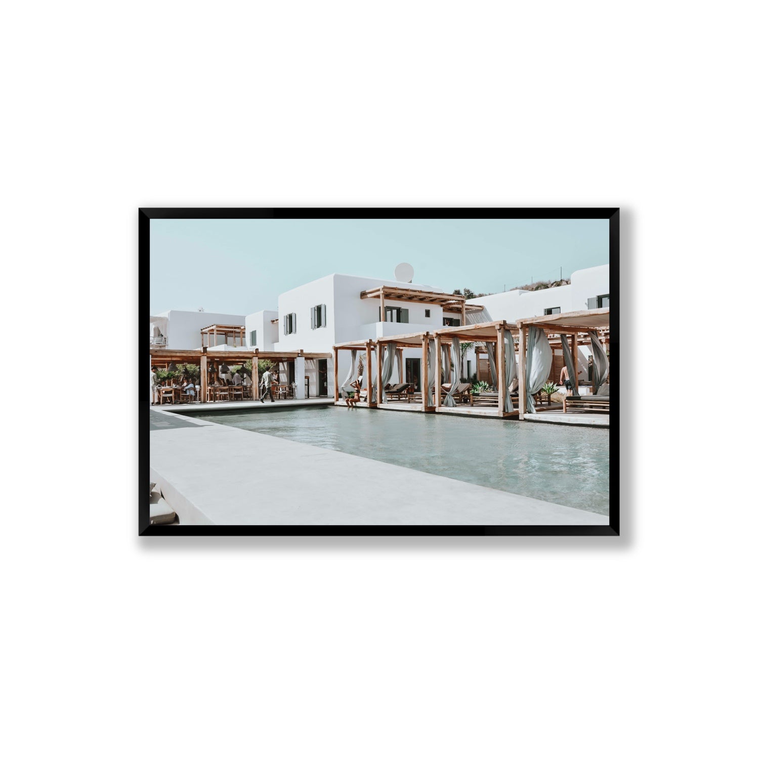 Polytelís Mykonos Greek island wall art Extra Large full-bleed fine art print in black frame