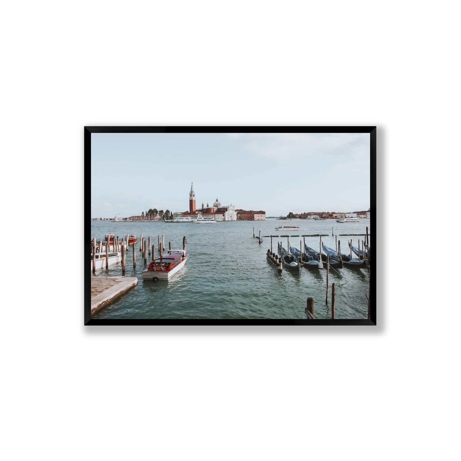Venetian Waterscape Venice Italian art print Extra Large full-bleed fine art print in black frame