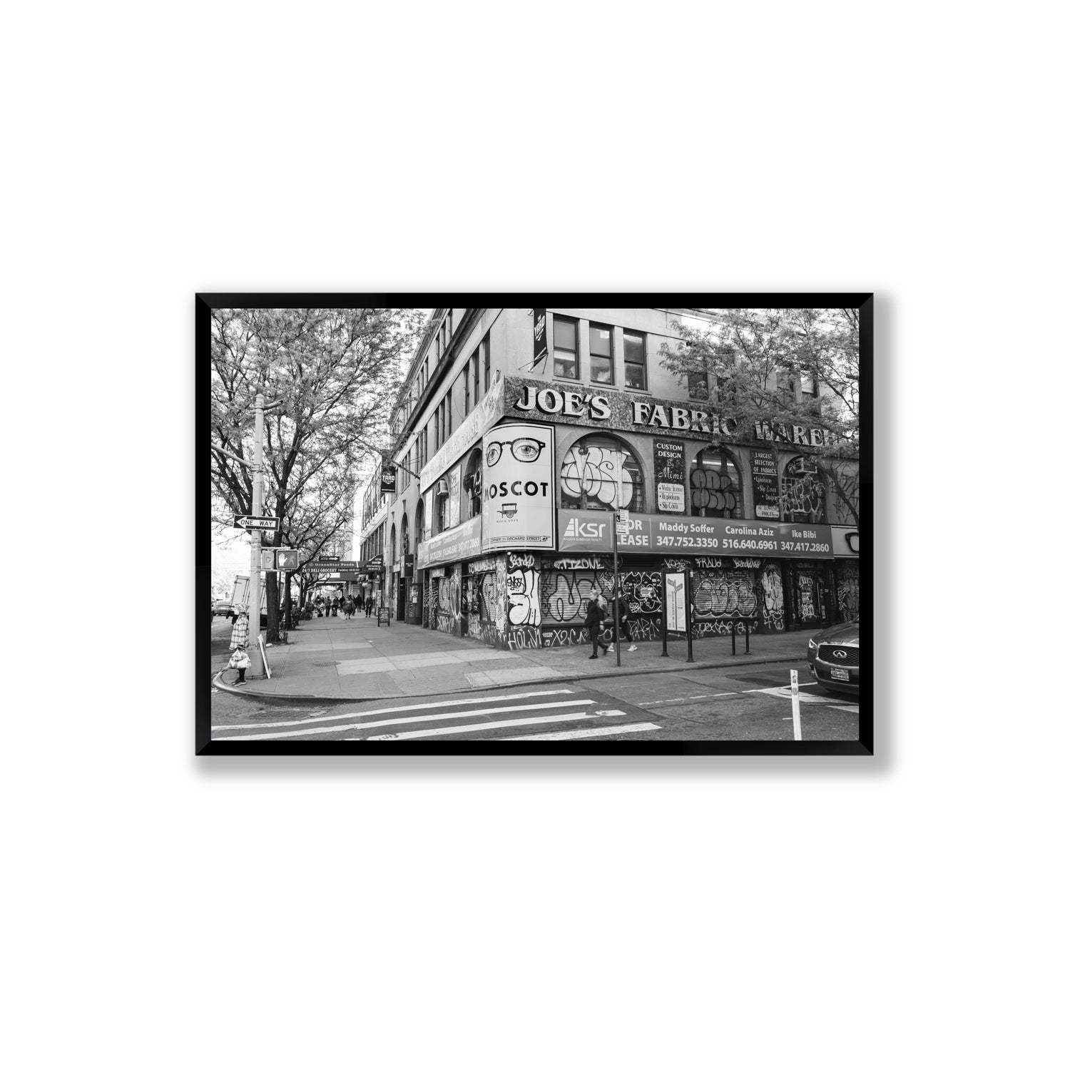 Wall Poetry New York NYC Black & White wall art Extra Large full-bleed fine art print in black frame