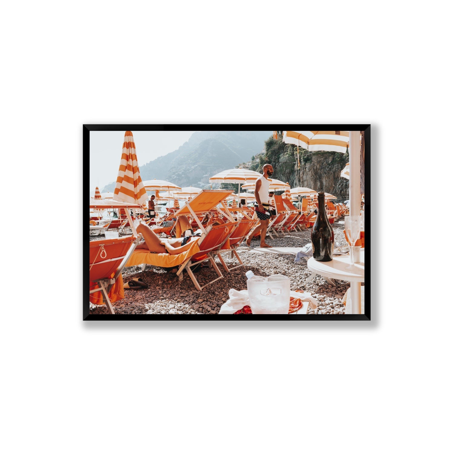 Zesty Shade Positano wall art Extra Large full-bleed fine art print in black frame