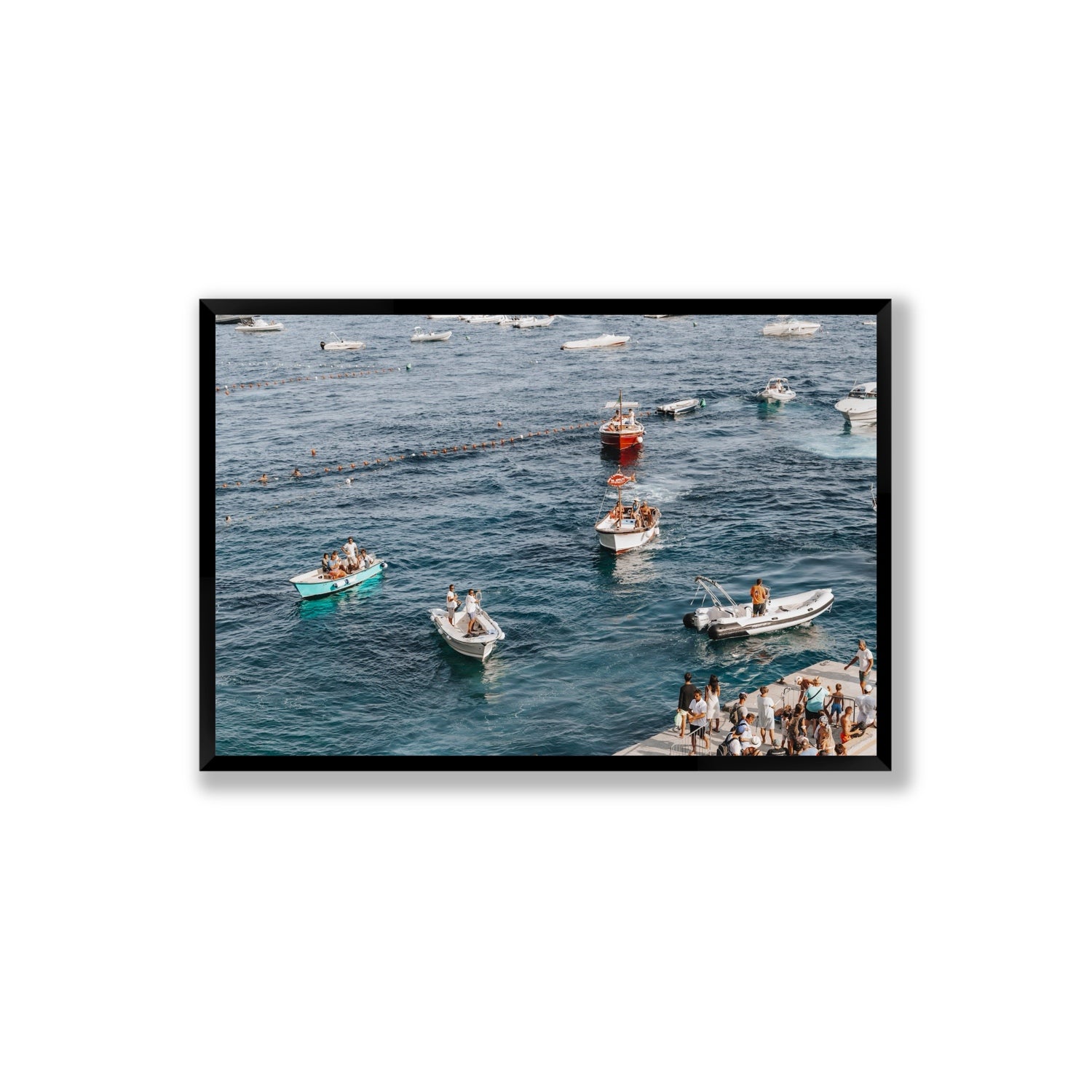 Nautical Parade Positano wall art Extra Large full-bleed fine art print in black frame