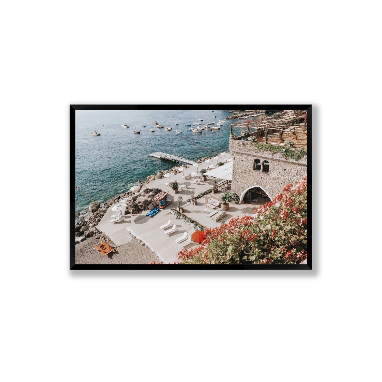 Floral Fortress fine art print, Amalfi, Italy, Extra Large, Black Frame · Full Bleed, Fine Art Print