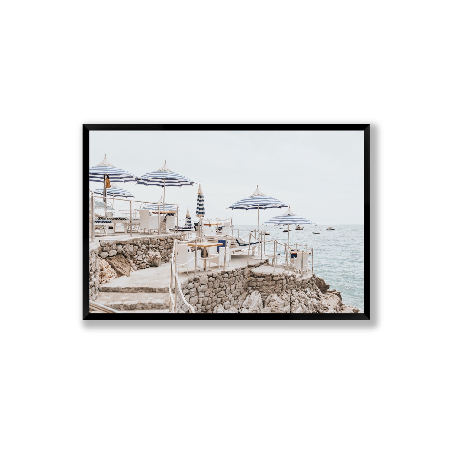 Ombrelloni fine art print, Positano, Italy, Extra Large, Black Frame · Full Bleed, Fine Art Print
