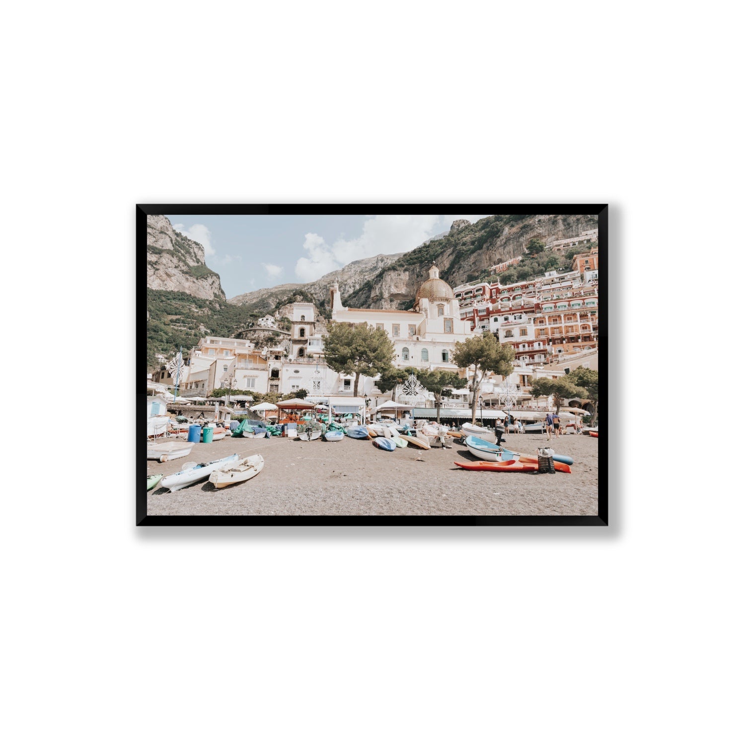 Pastel Paradise fine art print, Positano, Italy, Extra Large, Black Frame · Full Bleed, Fine Art Print