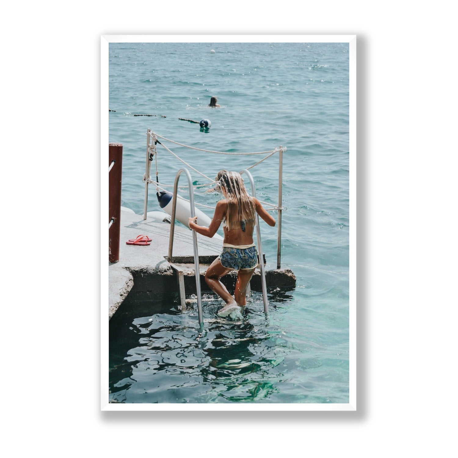 Little Mermaid Capri Mediterranean wall art Statement full-bleed fine art print in white frame