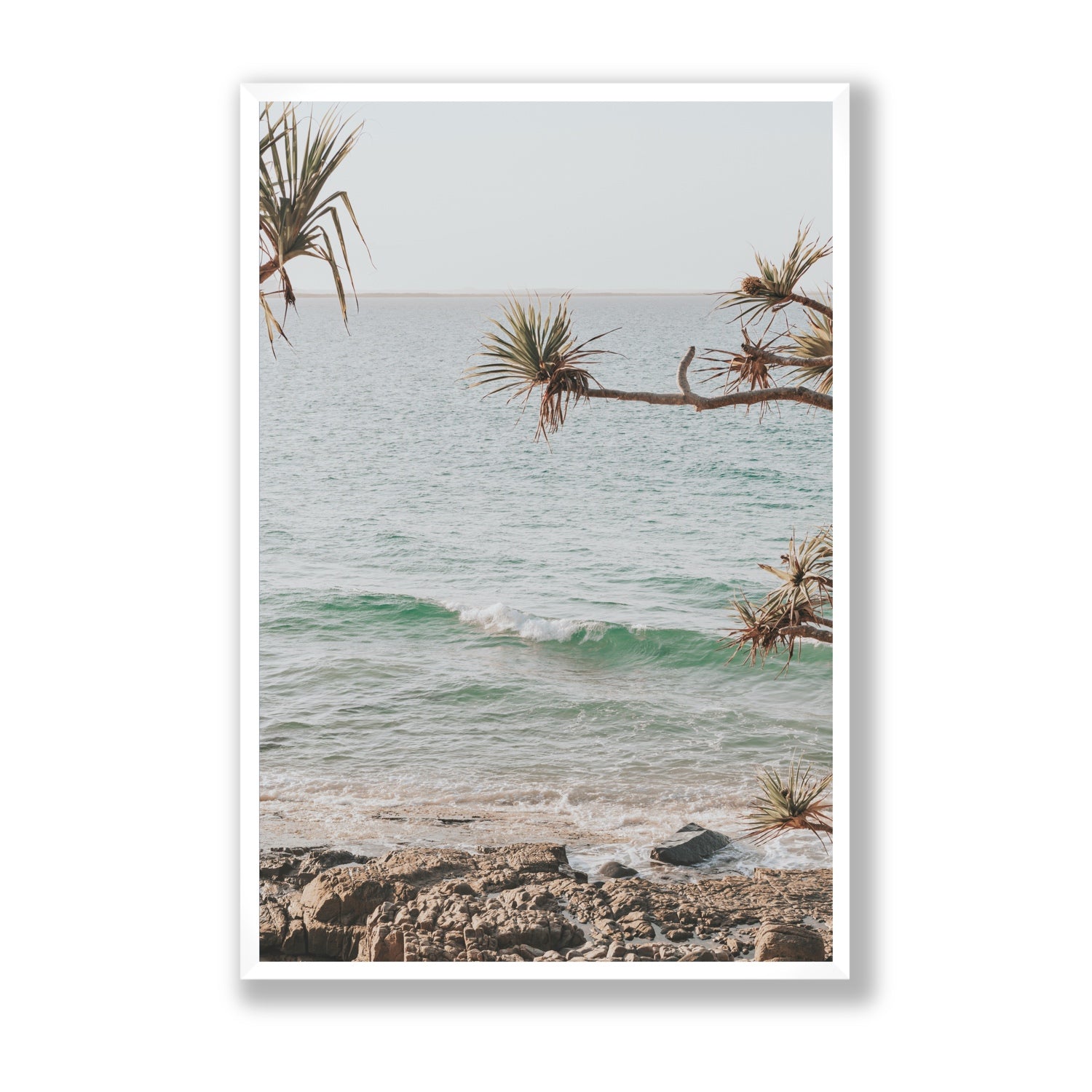 Good Vibrations fine art print, Noosa, Australia, coastal scenes artwork, Statement, White Frame · Full Bleed, Fine Art Print