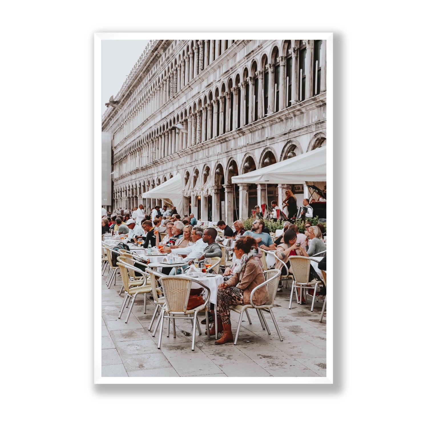 Lunchbreak Venice Italian wall art Statement full-bleed fine art print in white frame