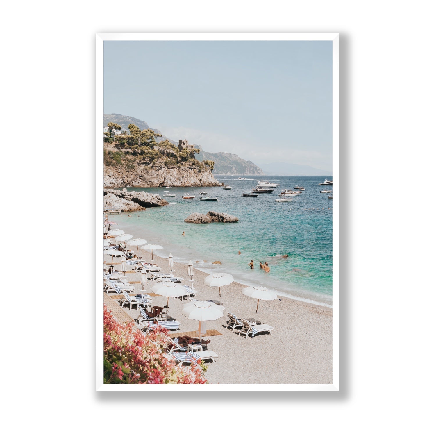 Seaview Refuge Amalfi coastal wall art statement full-bleed fine art print in white frame