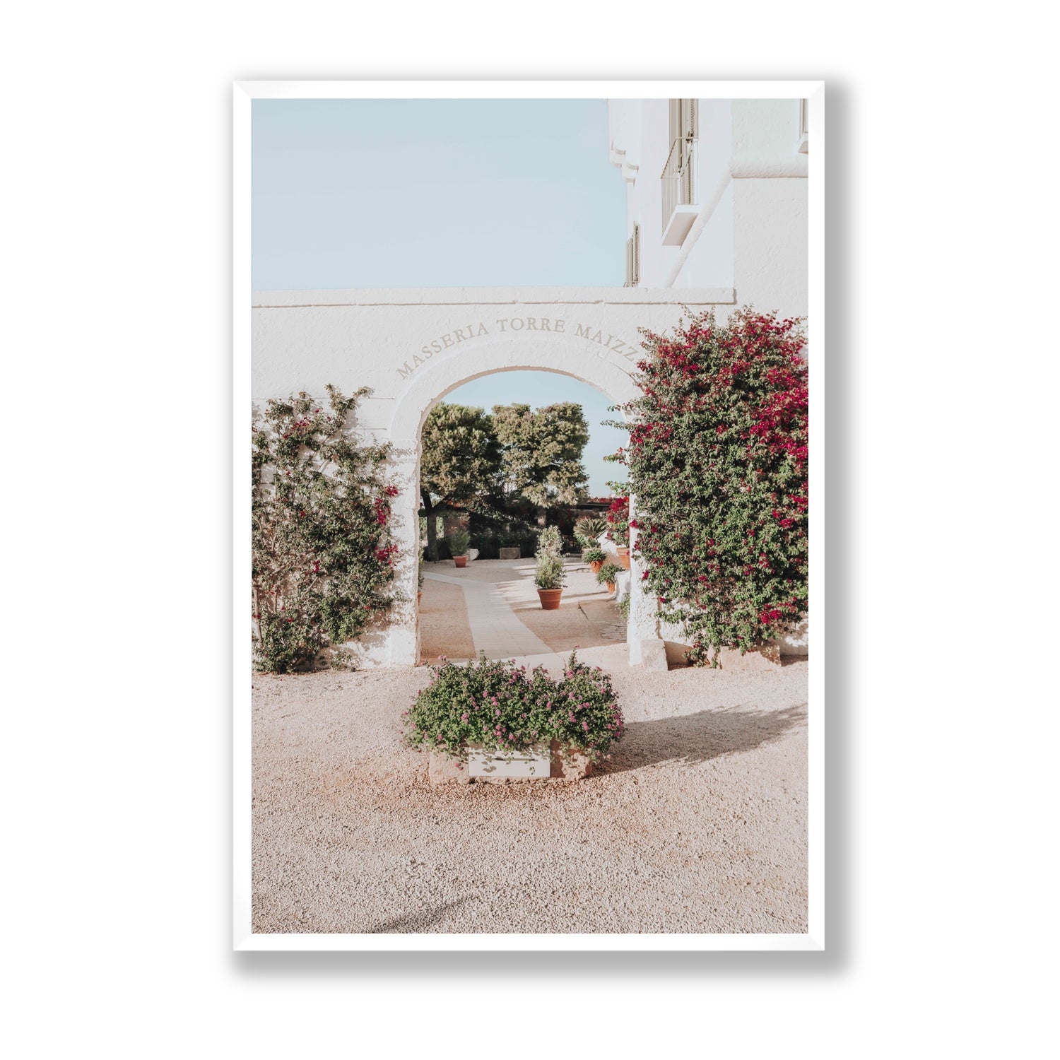 Torre Maizza Puglia Italian wall art Statement full-bleed fine art print in white frame