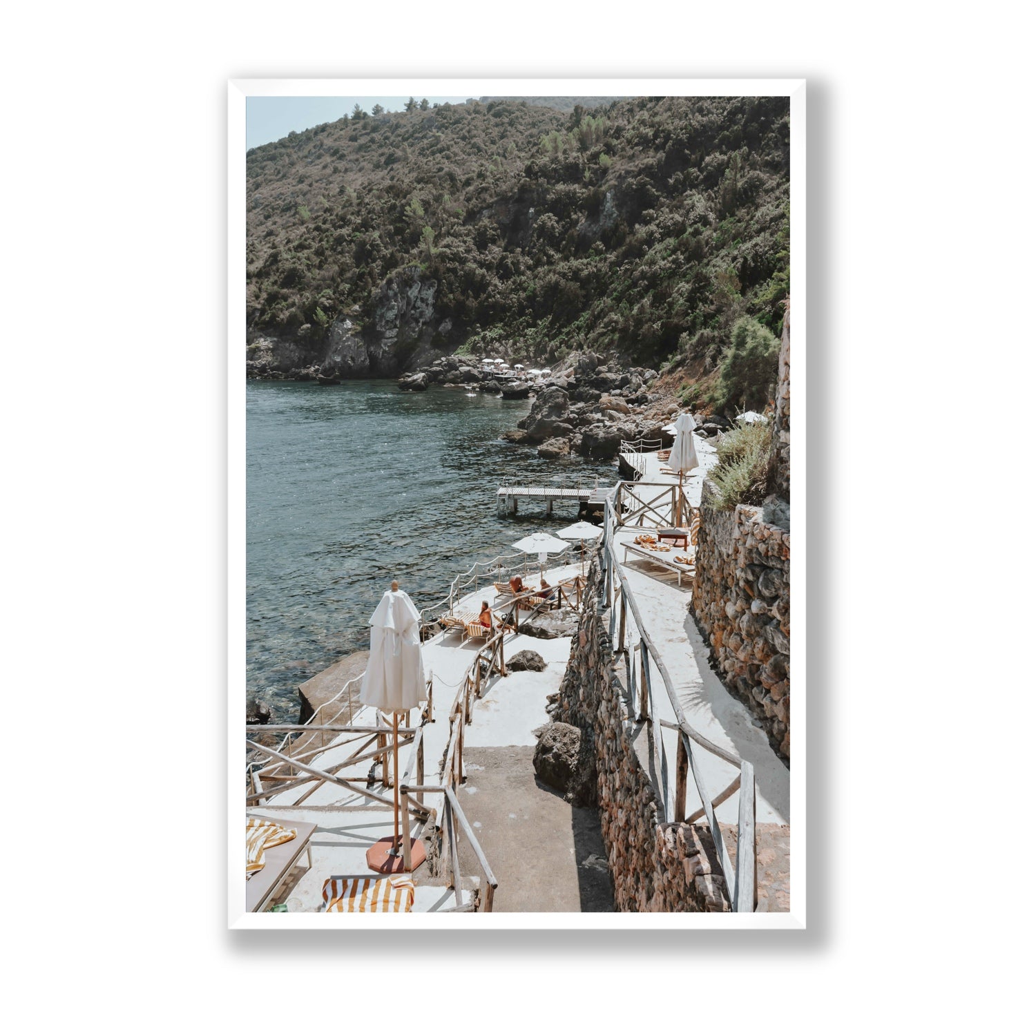 L'Estate Tuscany coastal Italian wall art Statement full-bleed fine art print in white frame