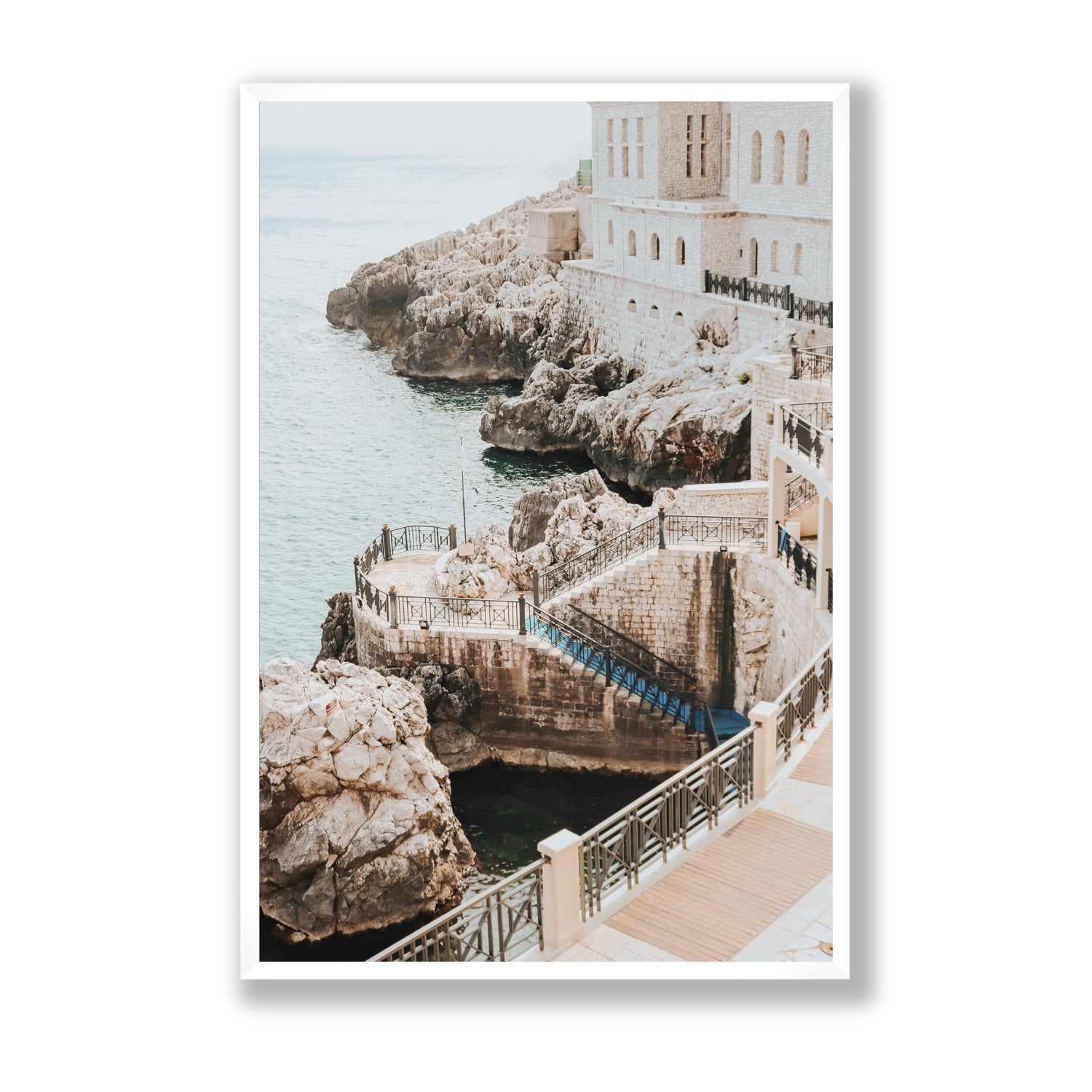 Wellness Centre Puglia coastal wall art Statement full-bleed fine art print in white frame