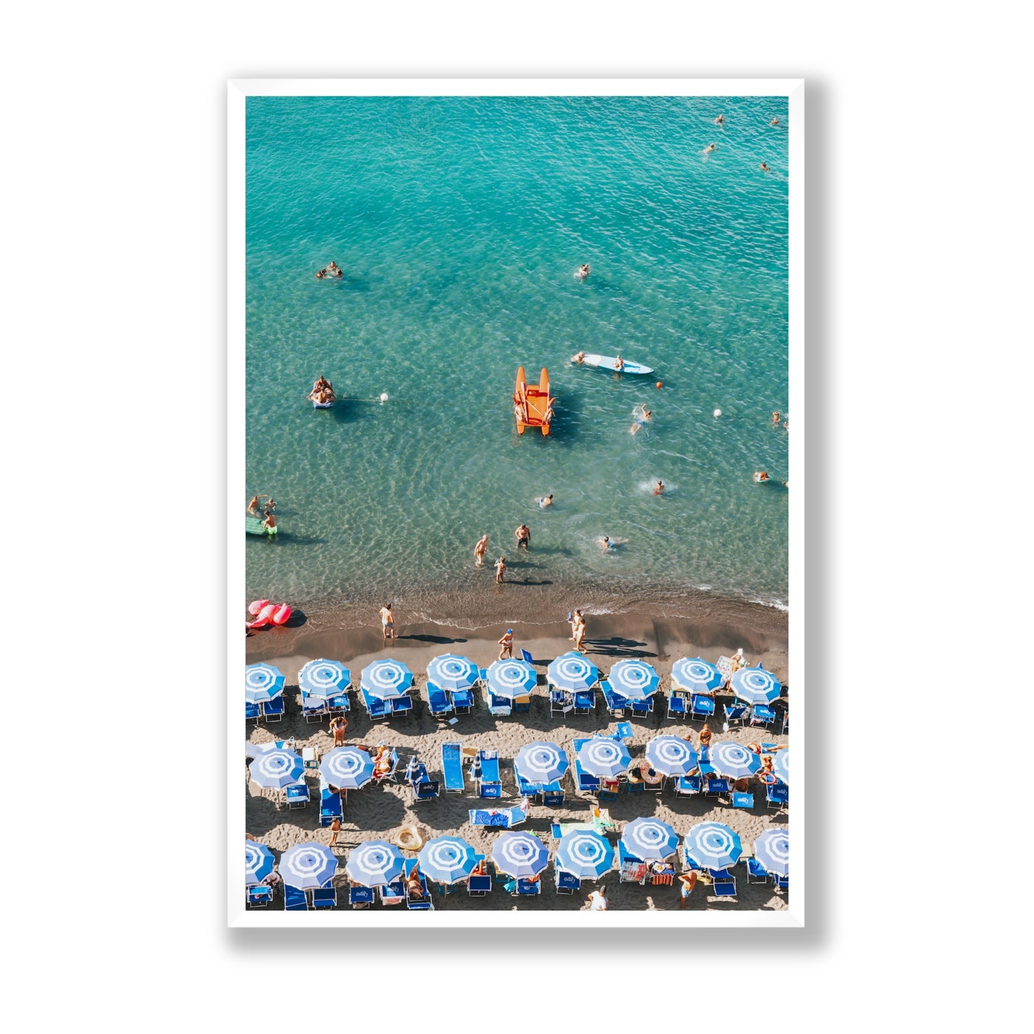 Aquamarine Oasis Sorrento Italian coastal wall art Statement full-bleed fine art print in white frame