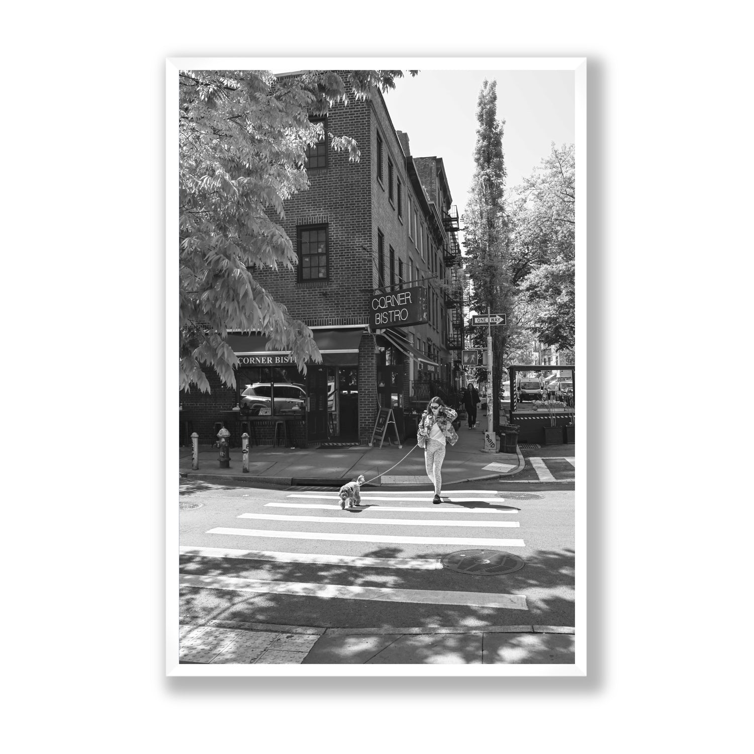 Sunlit Stroll New York NYC Black & White wall art Statement full-bleed fine art print in white frame