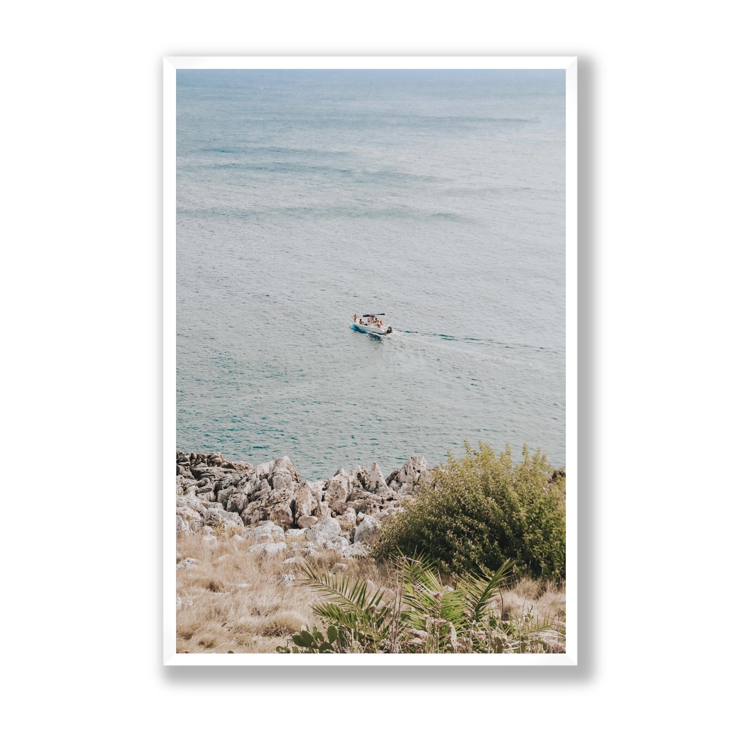 Puglian Departure Puglia coastal Italian wall art Statement full-bleed fine art print in white frame