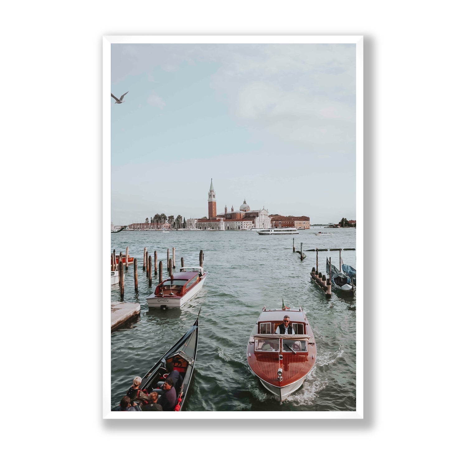 Galleggiante Venice Italian wall art Statement full-bleed fine art print in white frame