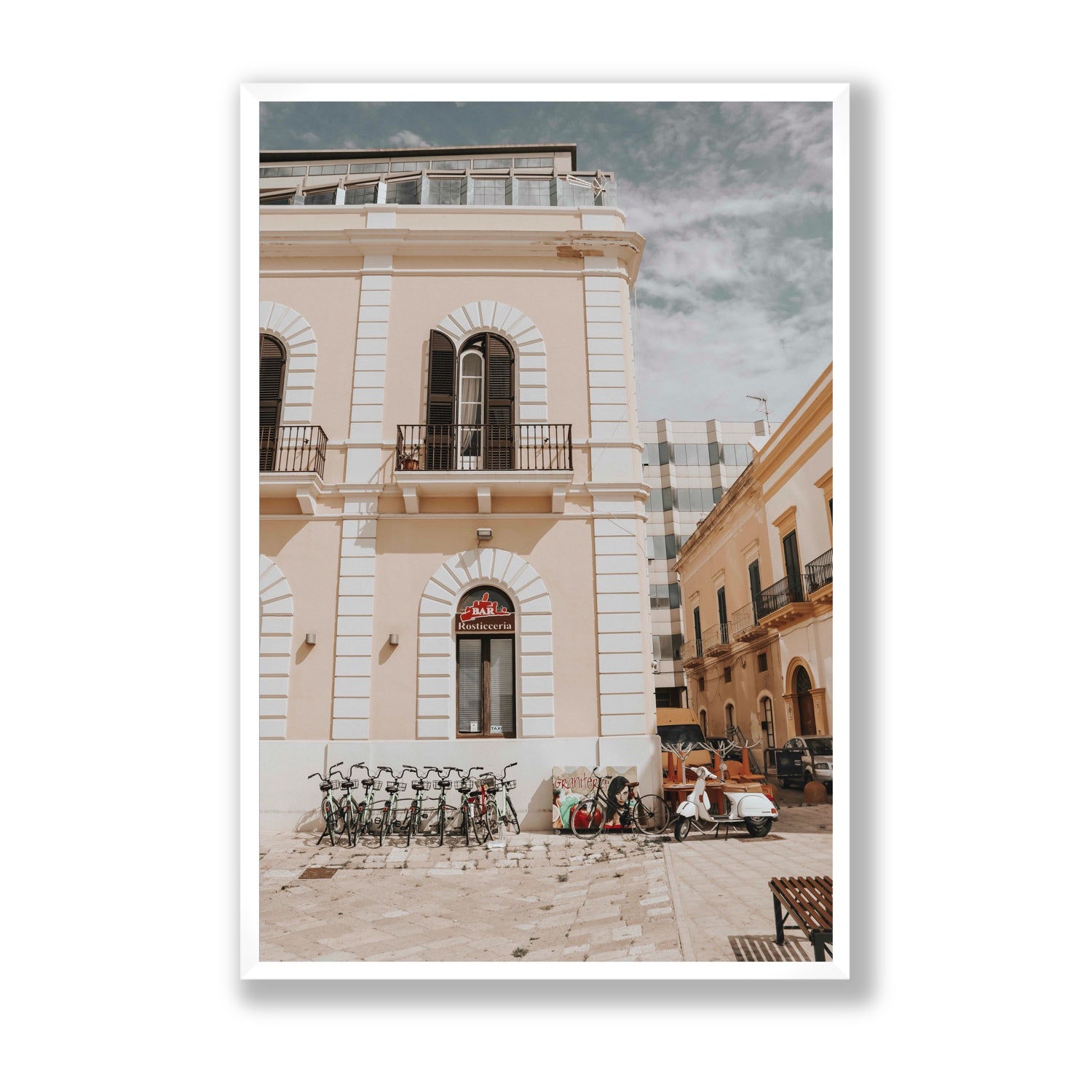 Rosticceria Puglia Italian wall art Statement full-bleed fine art print in white frame