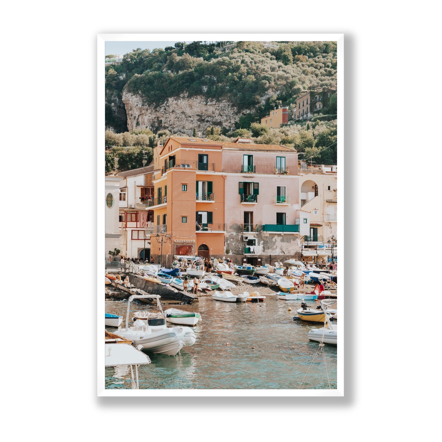 Boatyard Bliss fine art print, Sorrento, Italy, Statement, White Frame · Full Bleed, Fine Art Print
