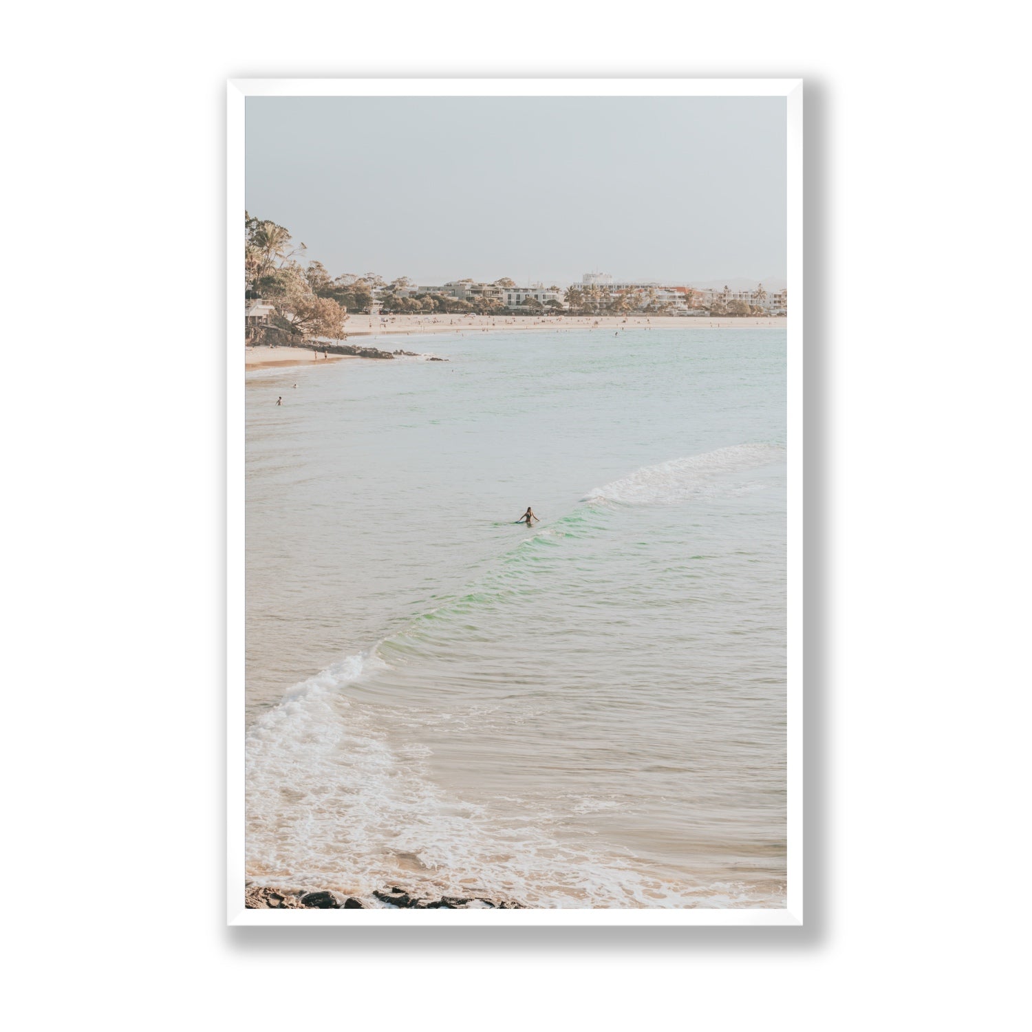 Salt Reverie fine art print, Noosa, Australia, coastal scenes artwork, Statement, White Frame · Full Bleed, Fine Art Print