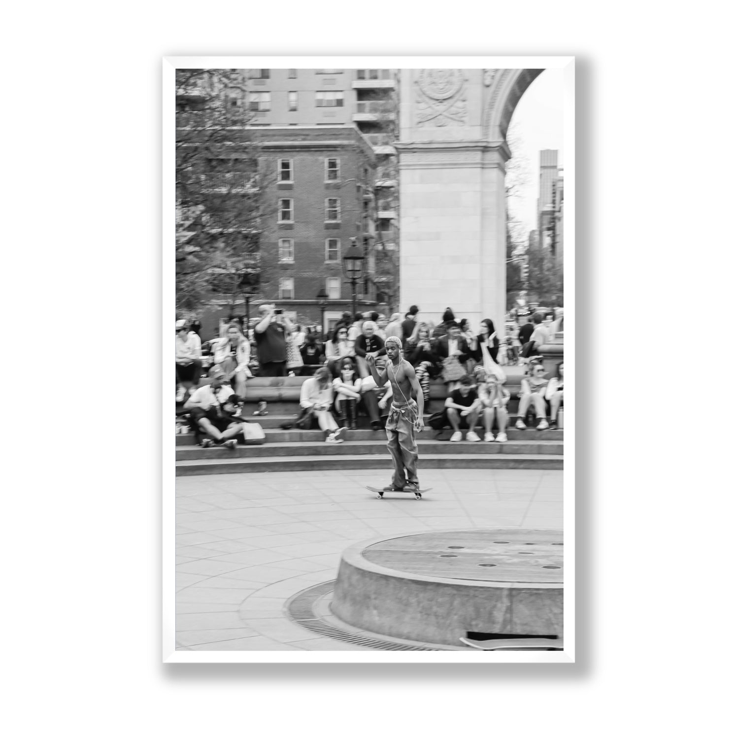 Parkside Pirouettes New York NYC Black & White wall art Statement full-bleed fine art print in white frame