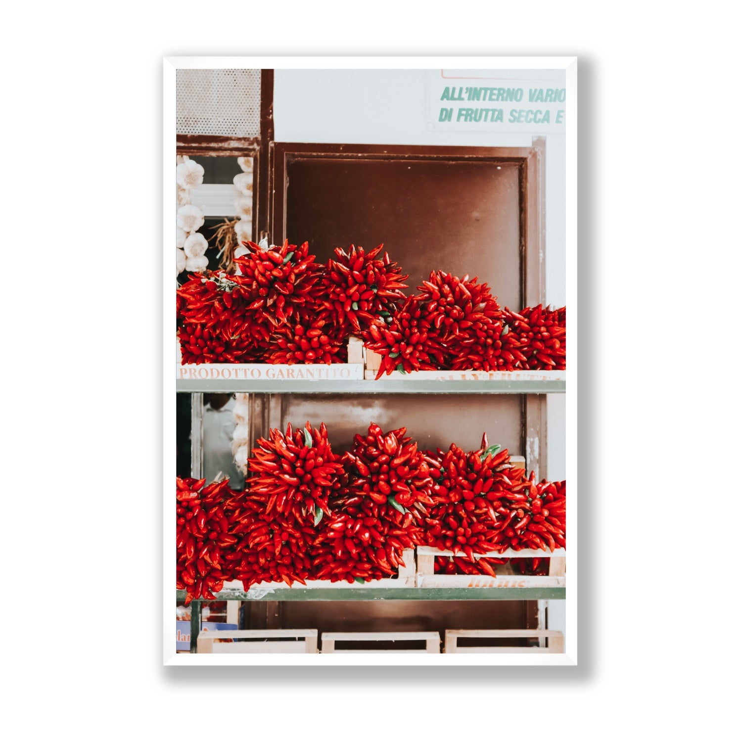Hot Harvest Puglia Italian wall art Statement full-bleed fine art print in white frame