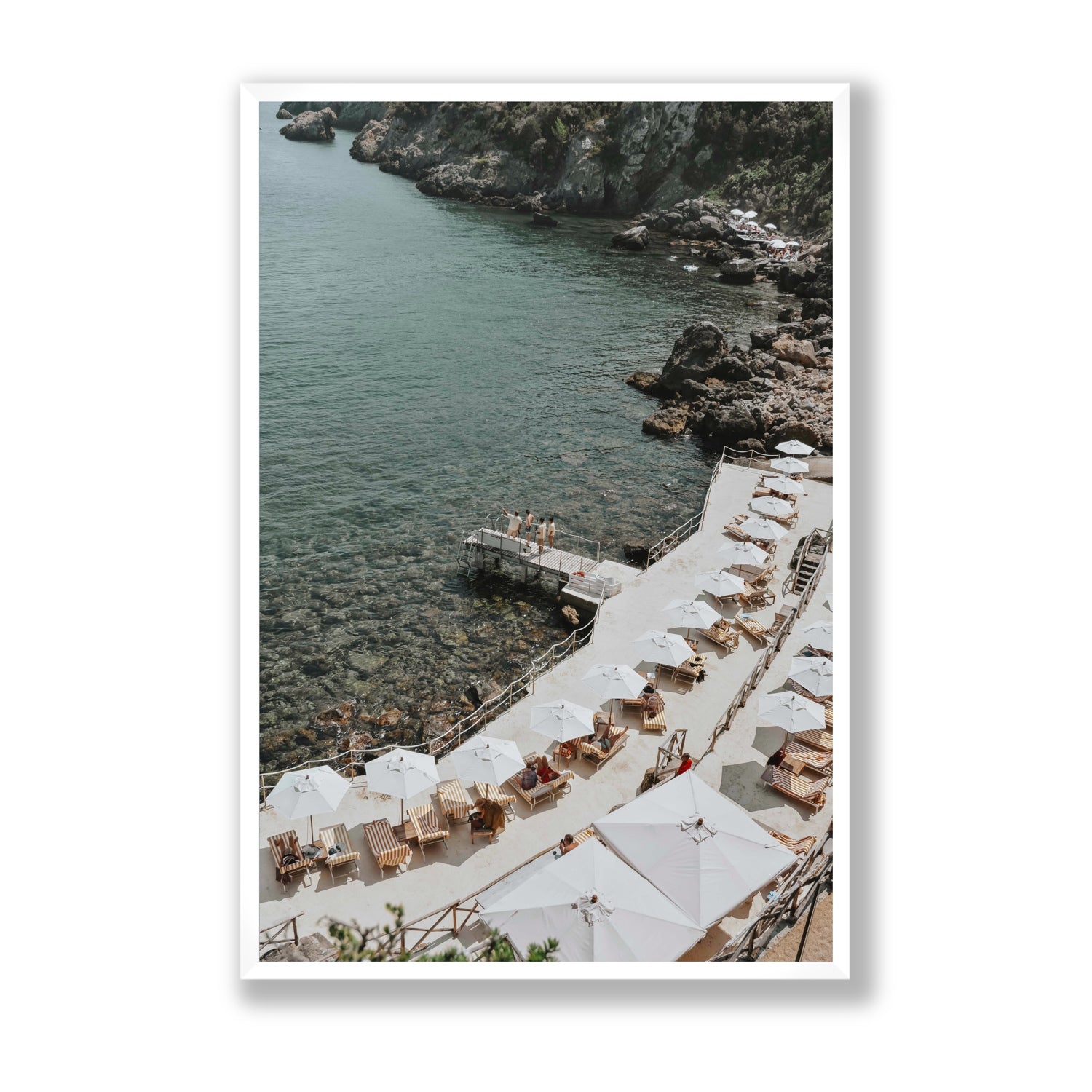 Pier Perspectives Tuscany coastal Italian wall art Statement full-bleed fine art print in white frame