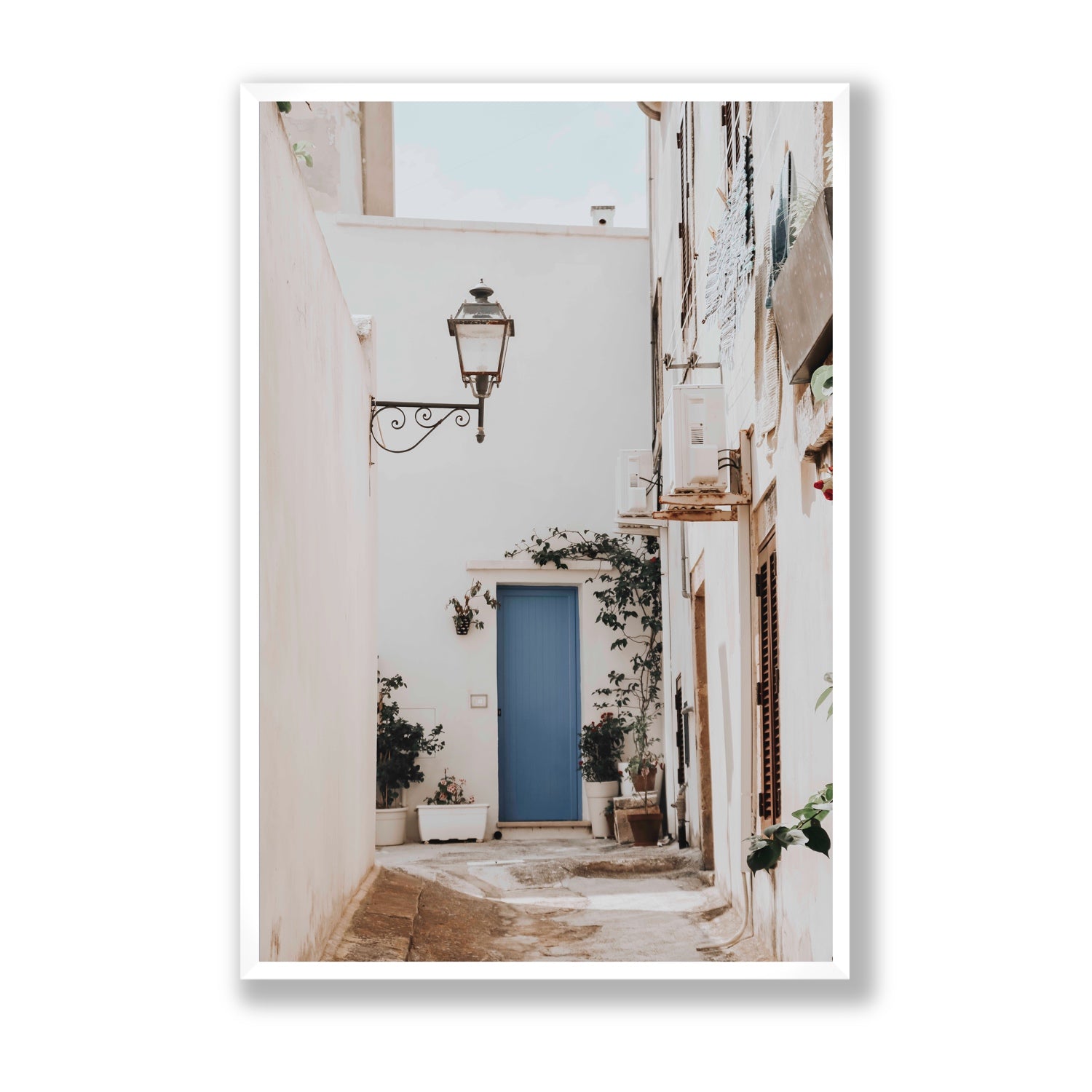 Entry Envy Puglia Ostuni wall art Statement full-bleed fine art print in white frame