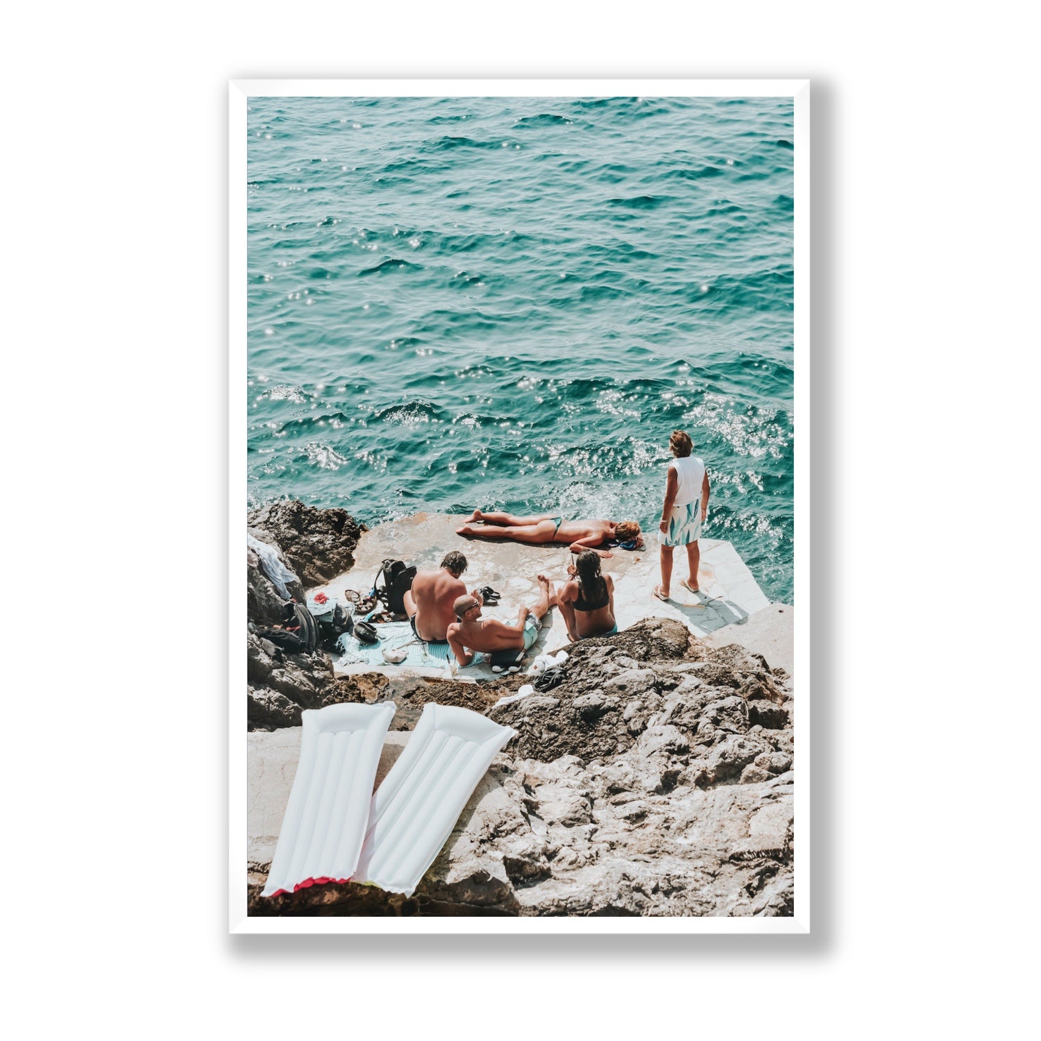 Gli Amici Praiano Amalfi Coast coastal wall art Statement full-bleed fine art print in white frame