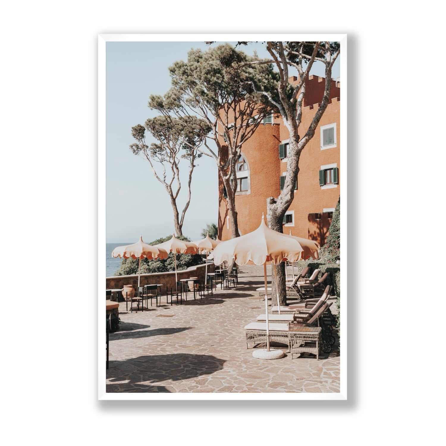 Mezzatorre Ischia Italian Mediterranean decor wall art Statement full-bleed fine art print in white frame
