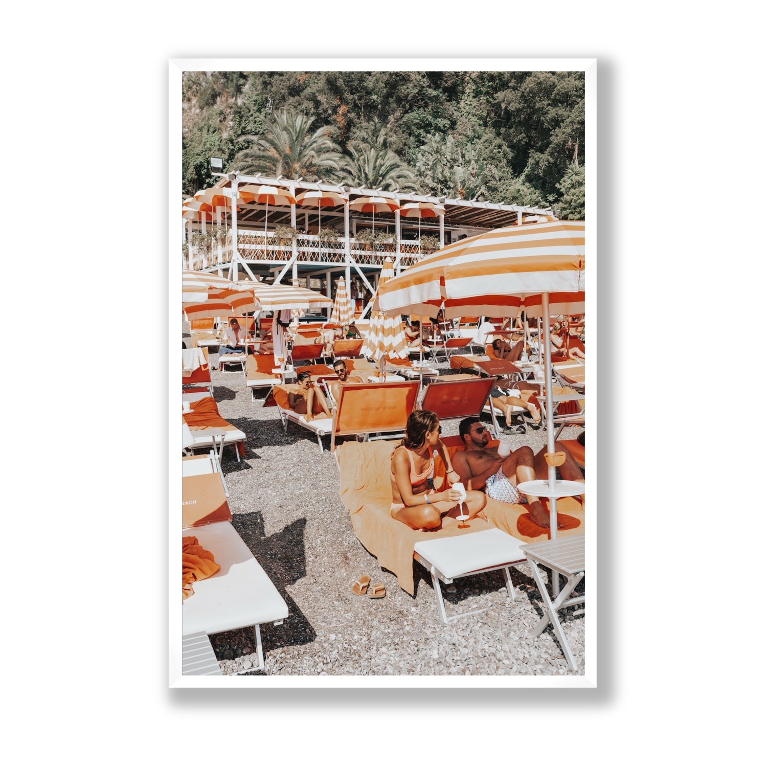 Lounging In Lido fine art print, Positano, Italy, Statement, White Frame · Full Bleed, Fine Art Print
