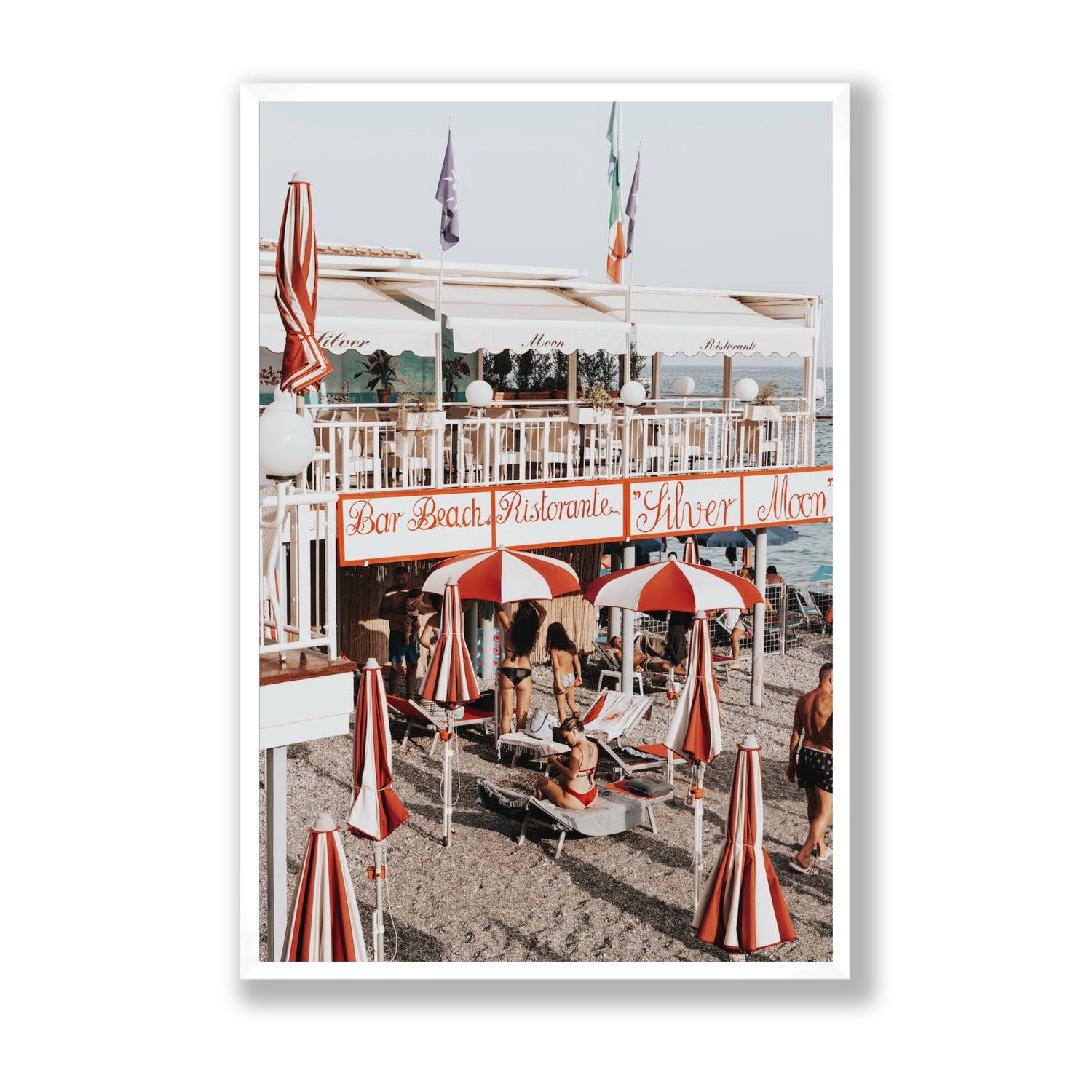 Vintage Amalfi Amalfi Mediterranean wall art Statement full-bleed fine art print in white frame