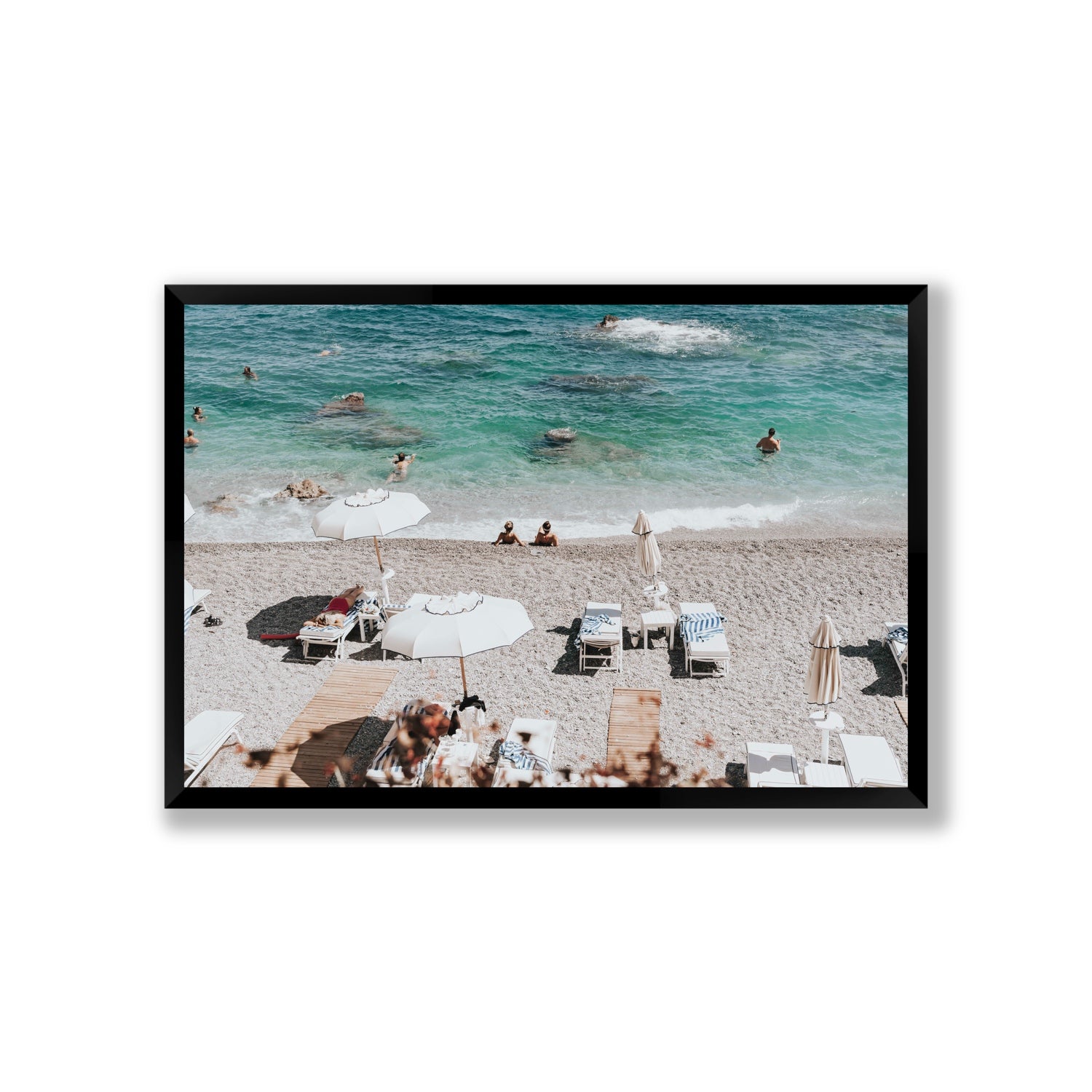 Amicizia Amalfi Italian beach wall art Giant full-bleed fine art print in black frame