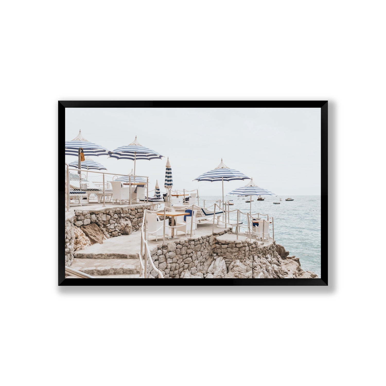 Ombrelloni fine art print, Positano, Italy, Giant, Black Frame · Full Bleed, Fine Art Print