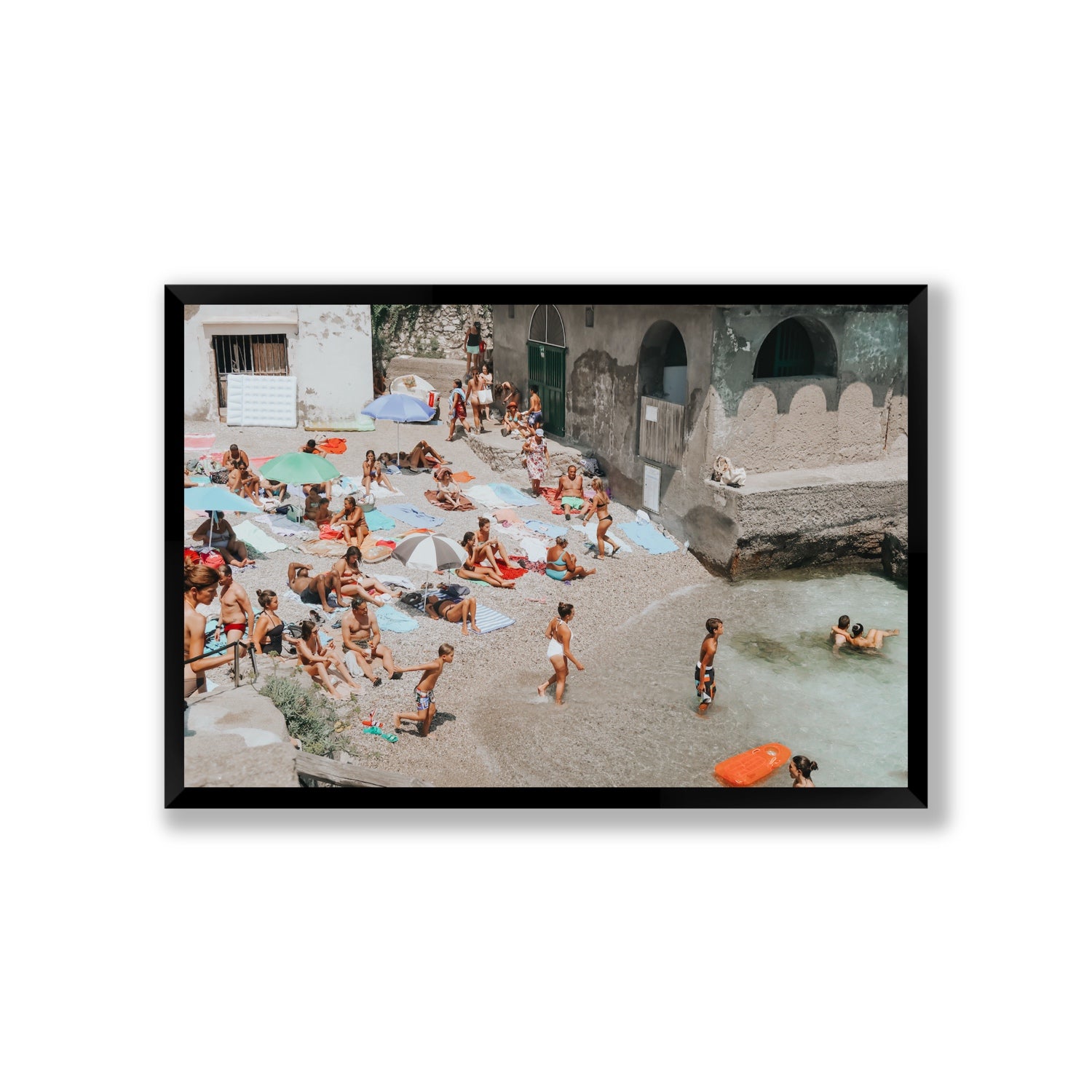 Heatwave Capri beach coastal wall art Giant full-bleed fine art print in black frame