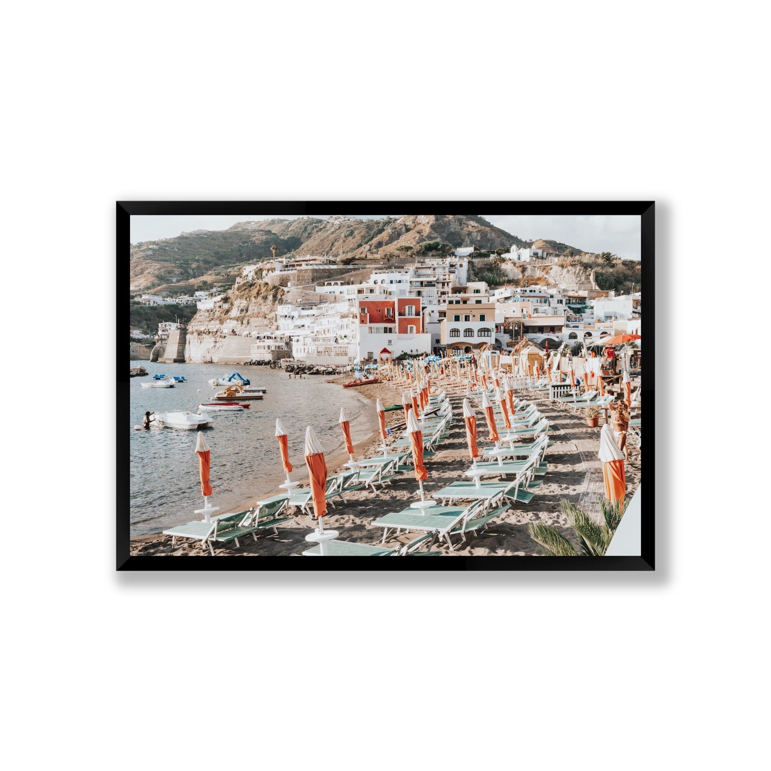 Sole Estivo Ischia Italian coastal wall art Giant full-bleed fine art print in black frame