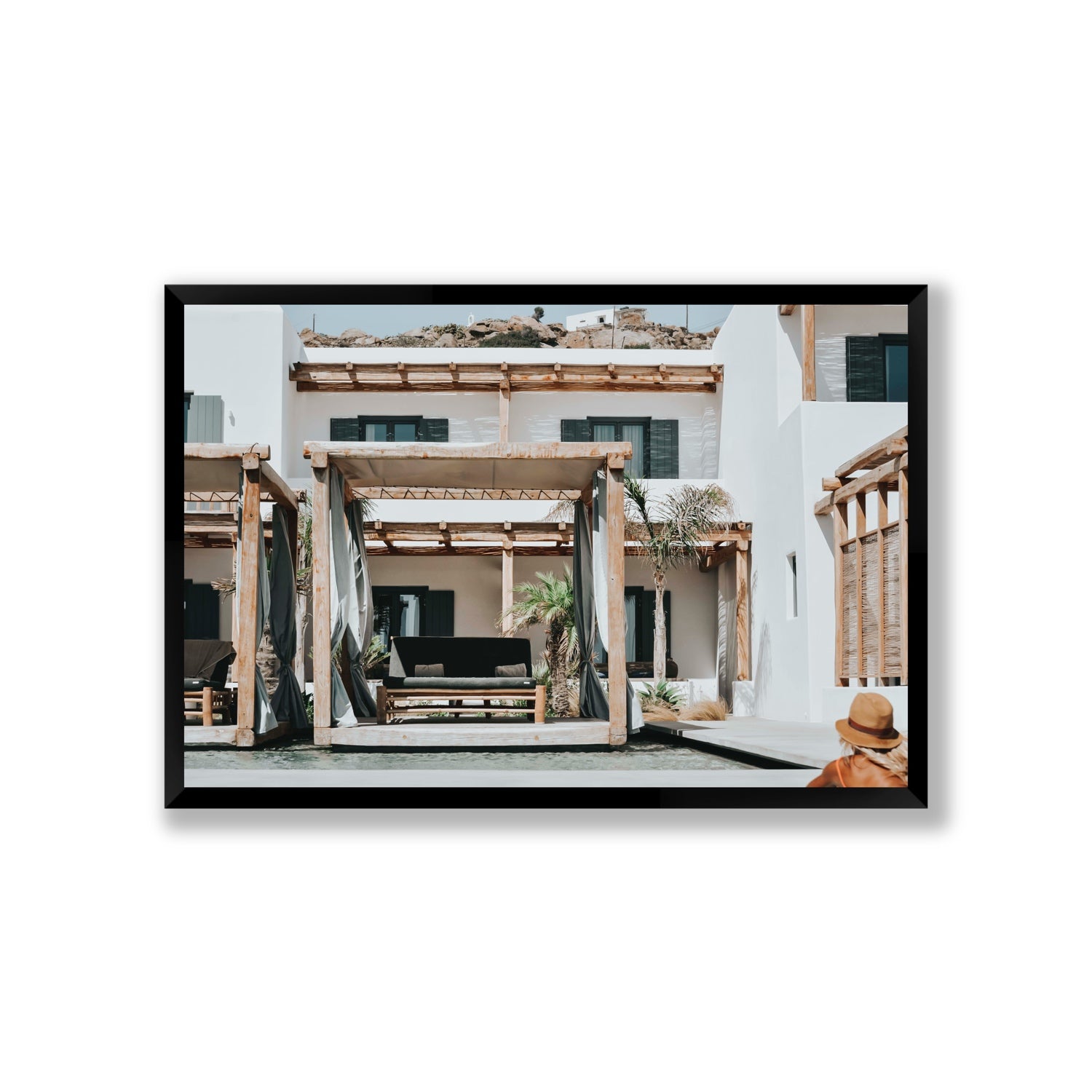 Dream Villa fine art print, Mykonos, Greece, Giant, Black Frame · Full Bleed, Fine Art Print