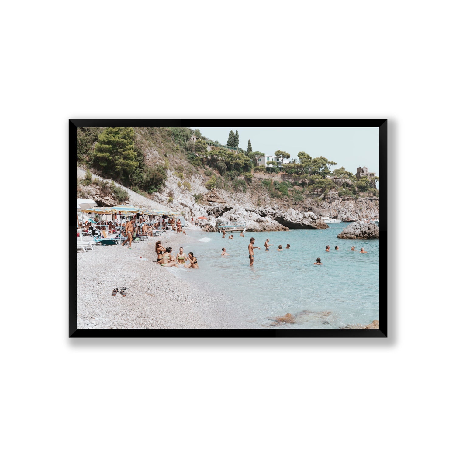 La Vacanza Amalfi Mediterranean wall art Giant full-bleed fine art print in black frame
