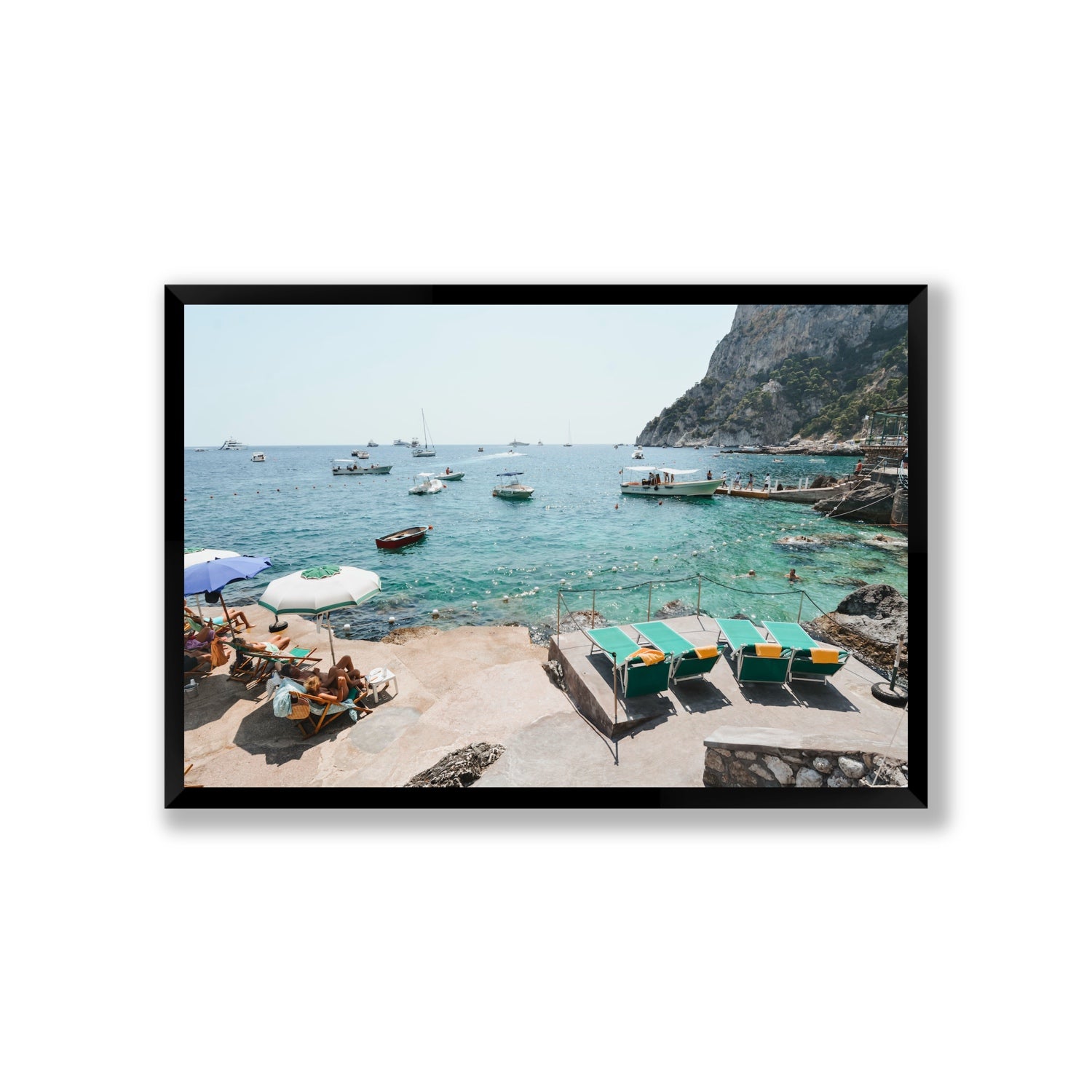 Save Me A Seat Capri Mediterranean wall art Giant full-bleed fine art print in black frame